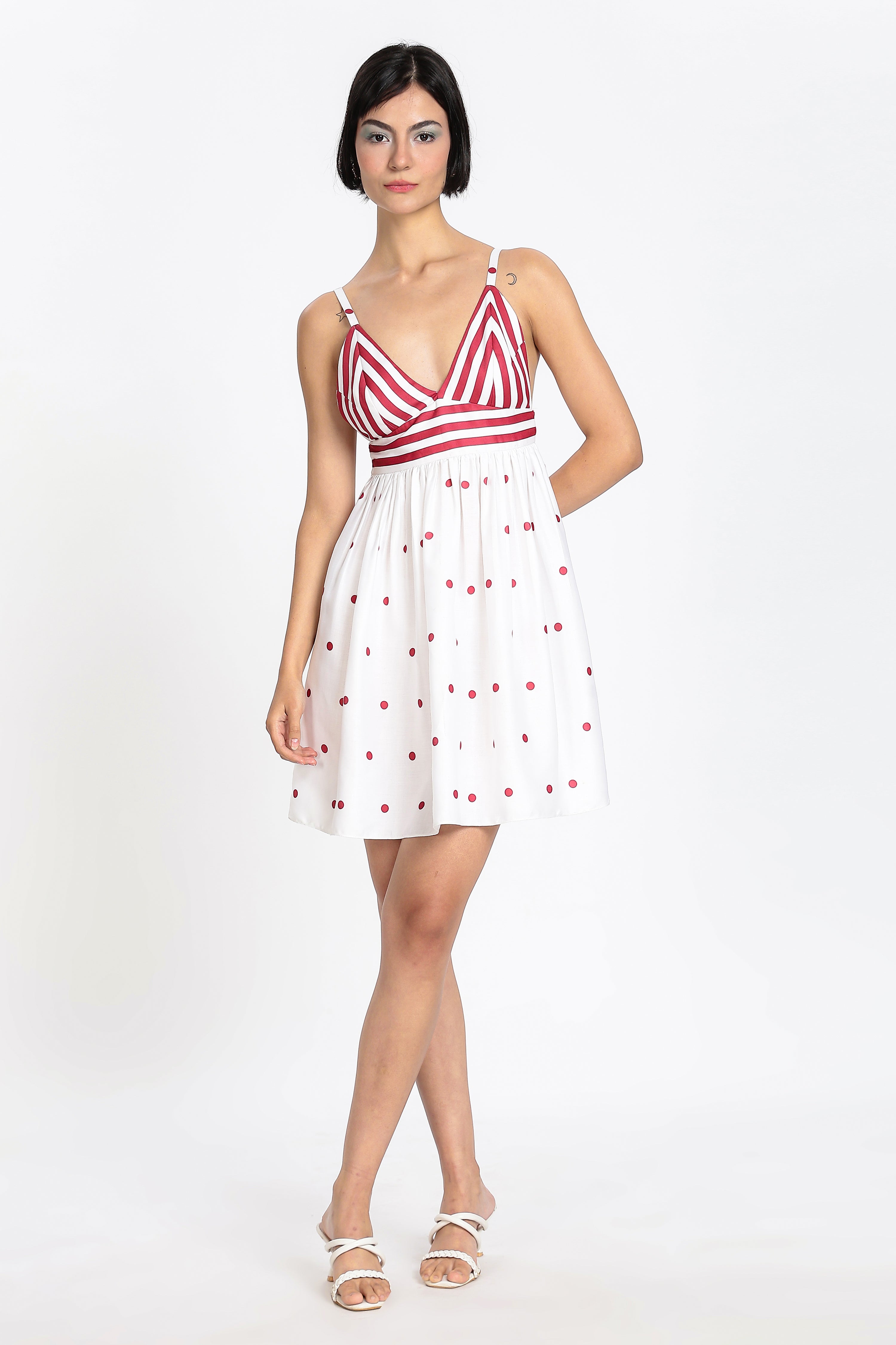 POLKA DOT MINI DRESS-RED