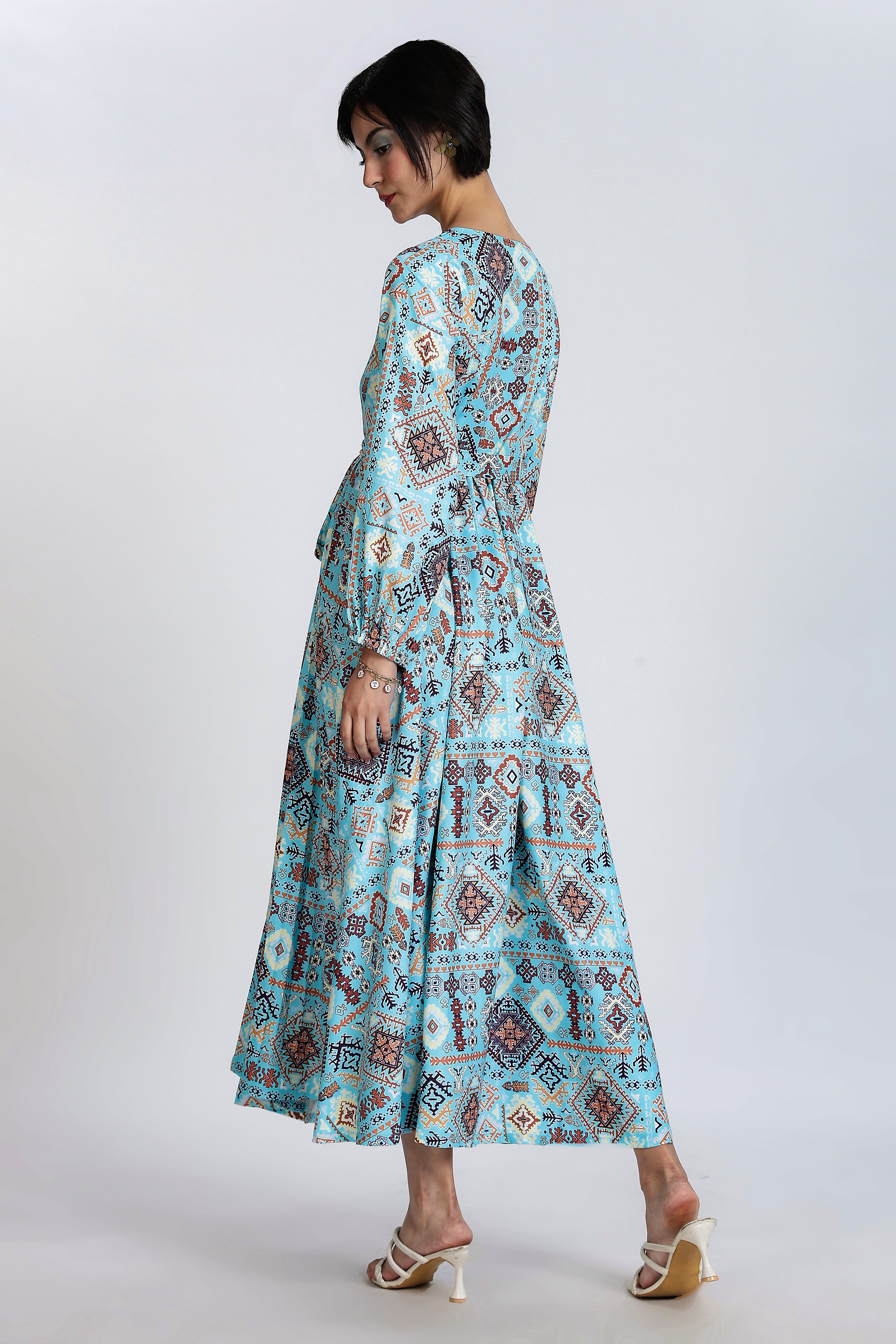 GEOMETRIC PRINTED MAXI DRESS