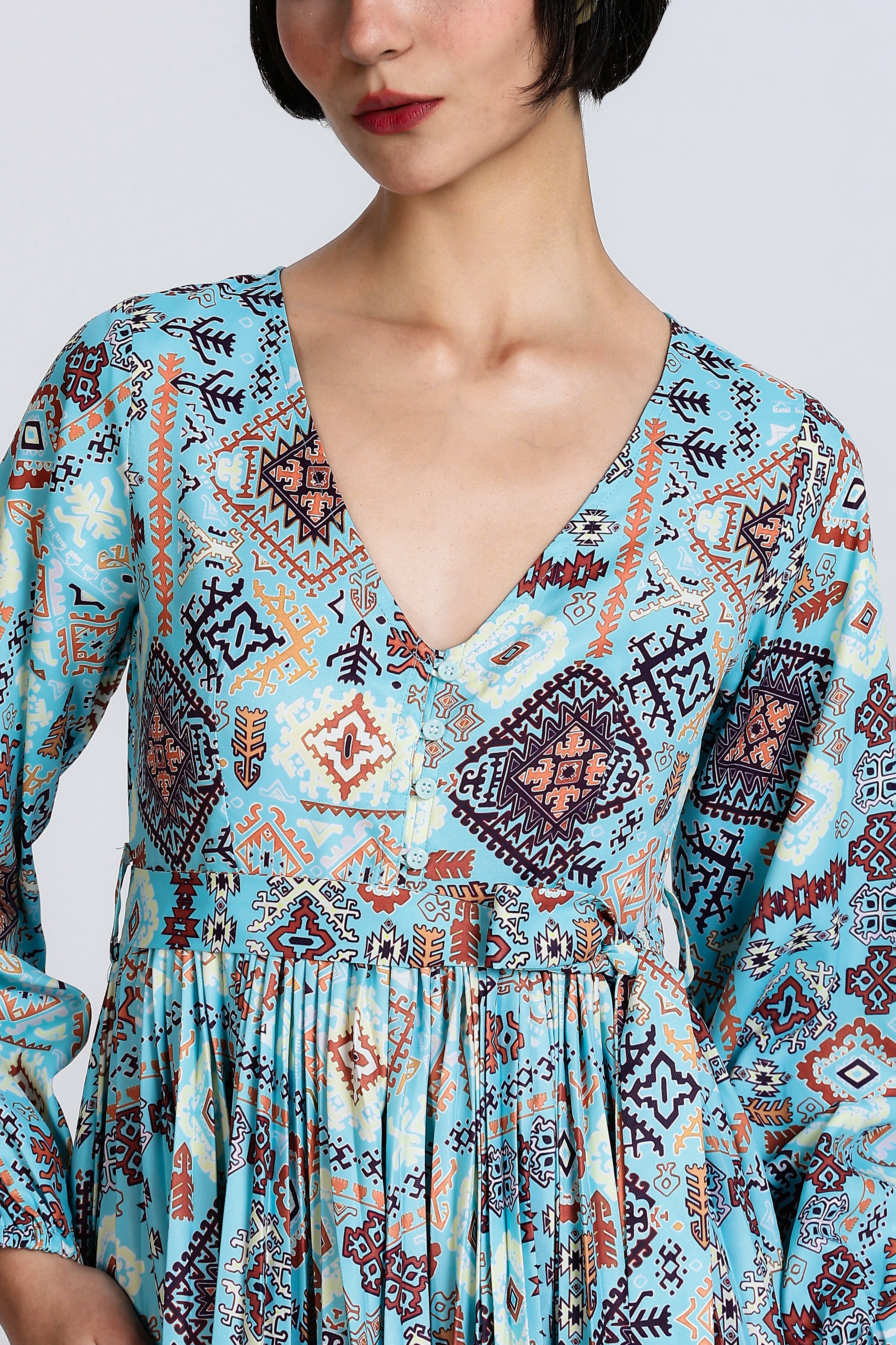 GEOMETRIC PRINTED MAXI DRESS