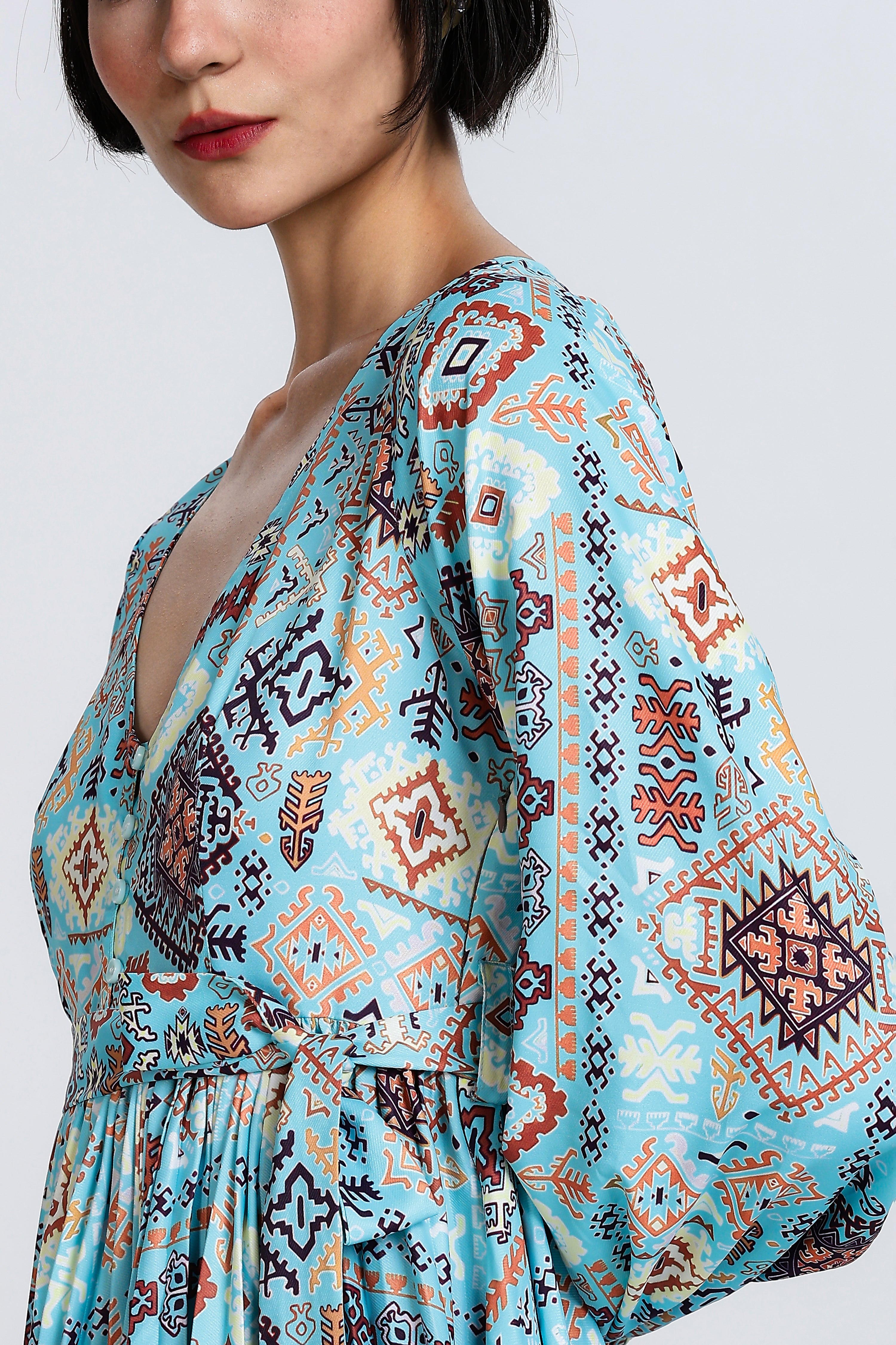 GEOMETRIC PRINTED MAXI DRESS