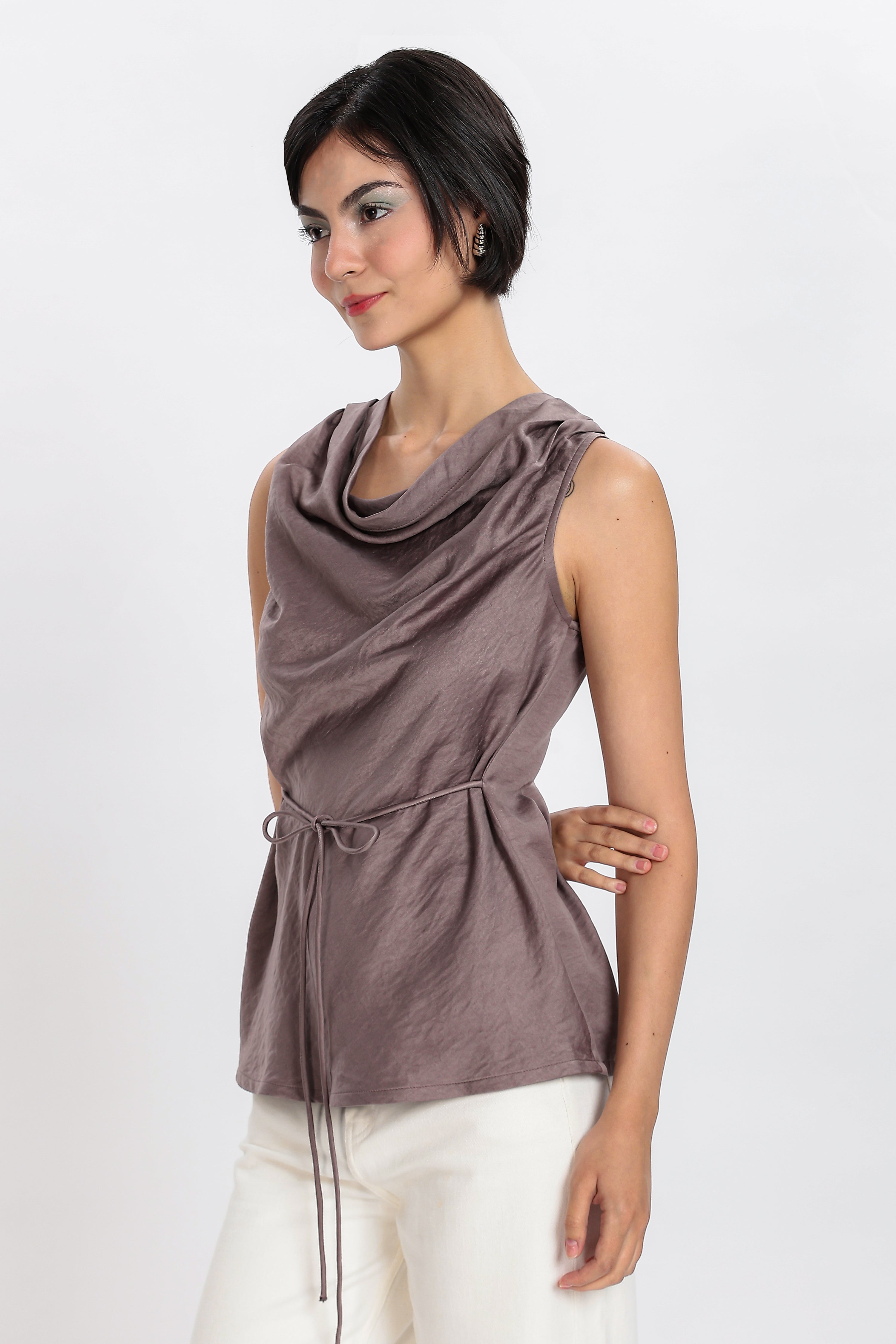 COWL TOP-BROWN
