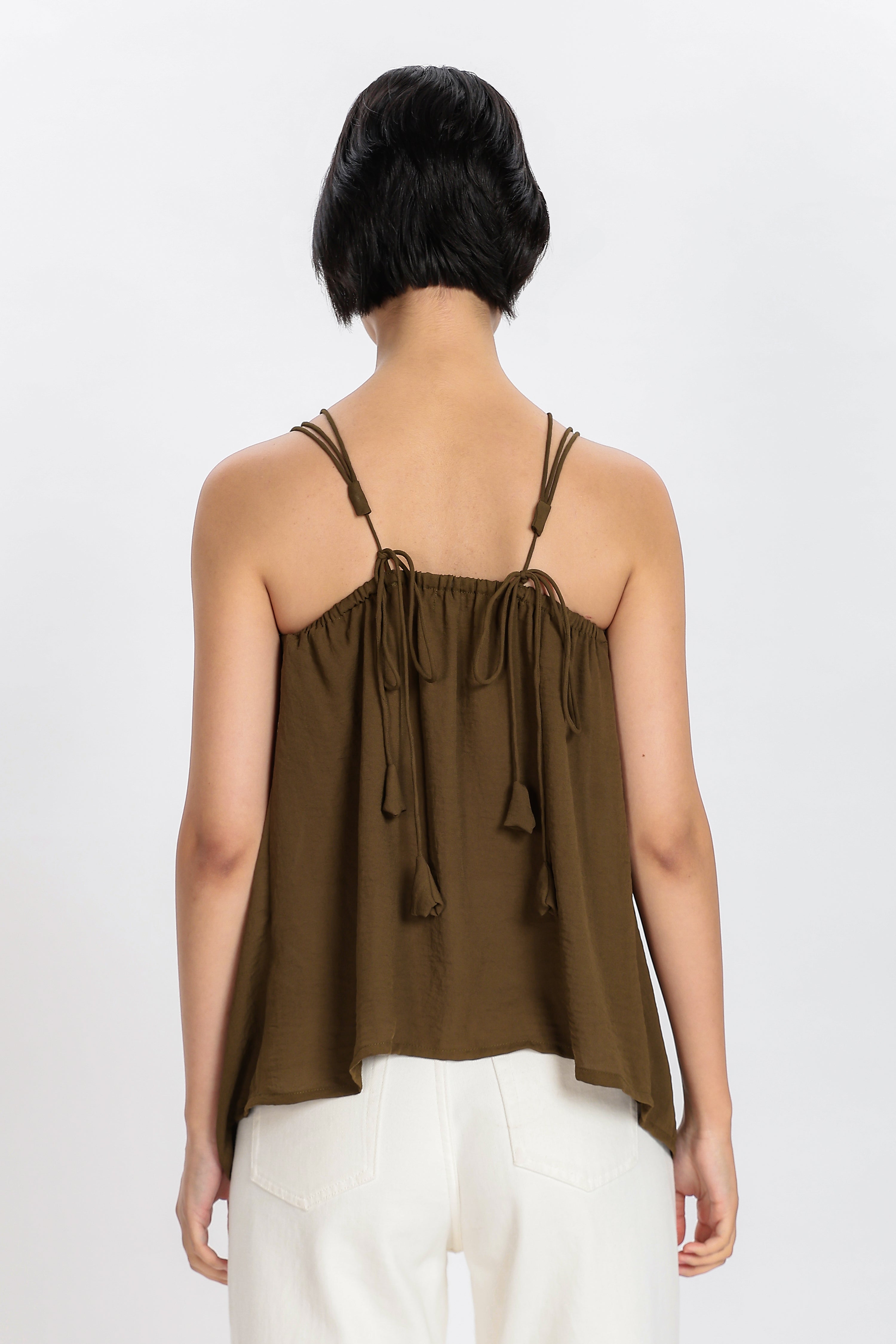 STRAPY TOP-BROWN