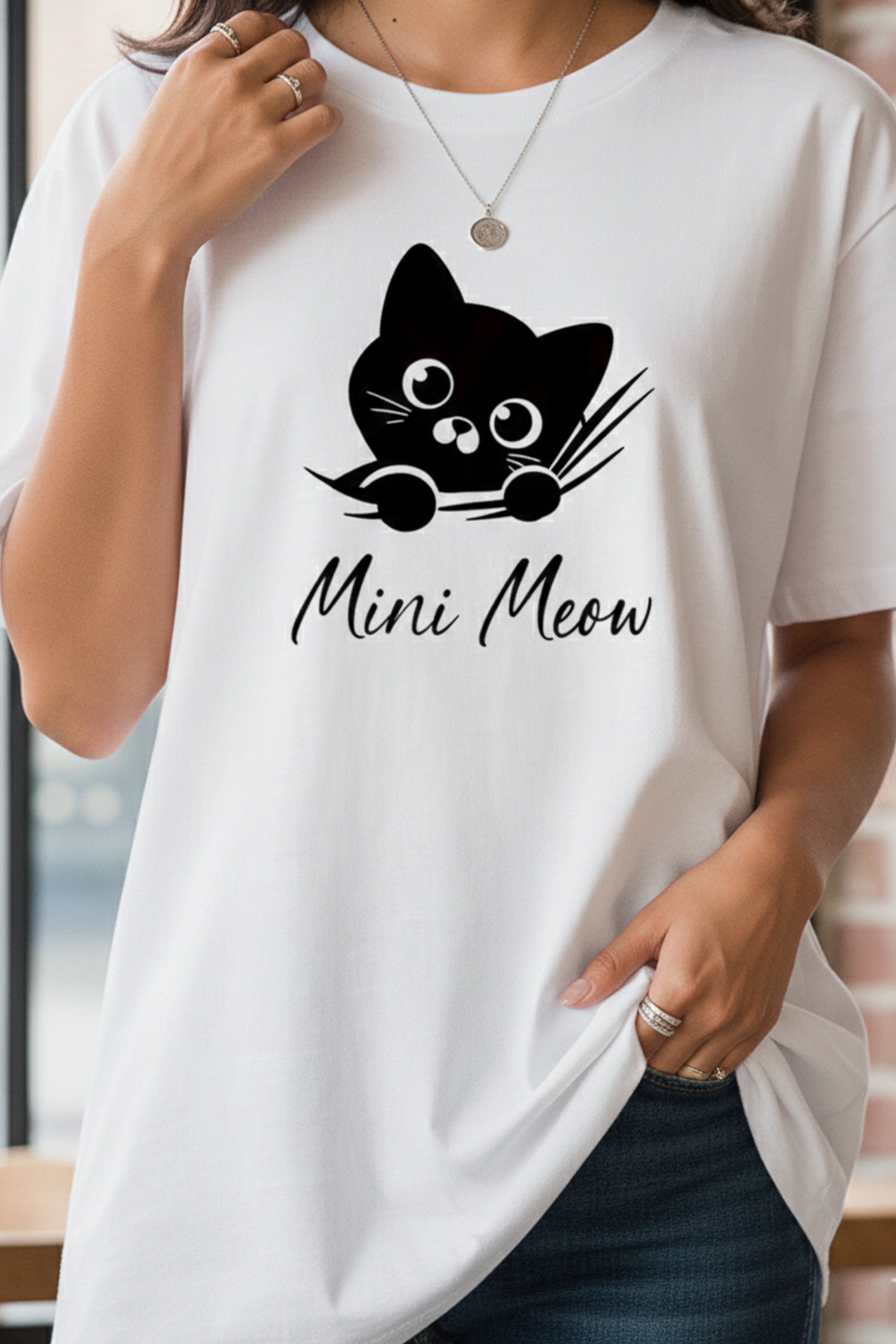 CAT GRAPHIC PRINTED OVERSIZED TEE