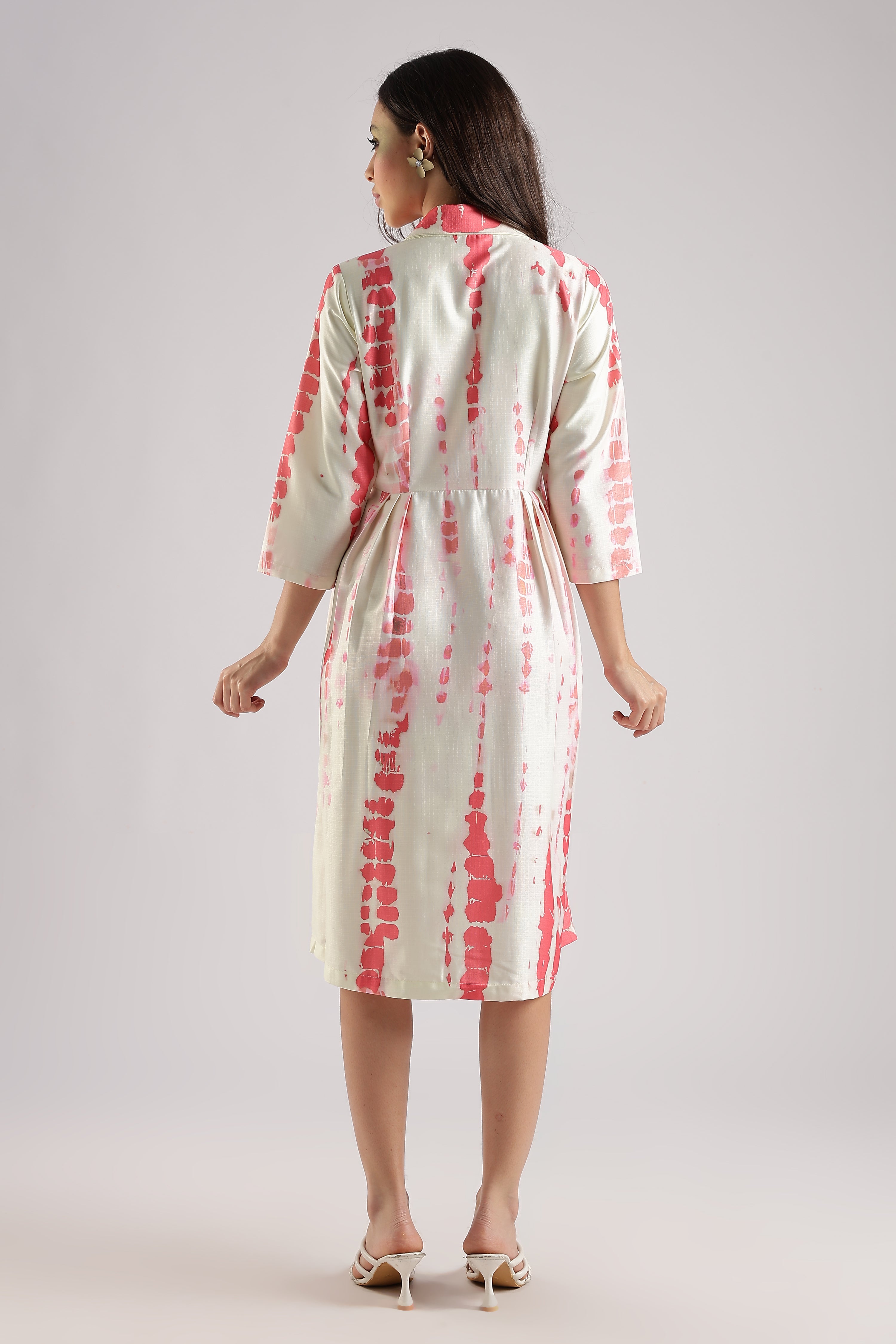 SHIBORI MIDI DRESS-PINK