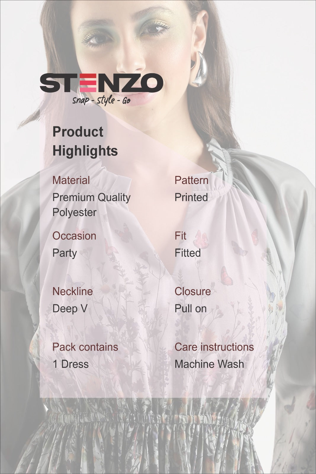 FLORAL MINI DRESS-GREEN