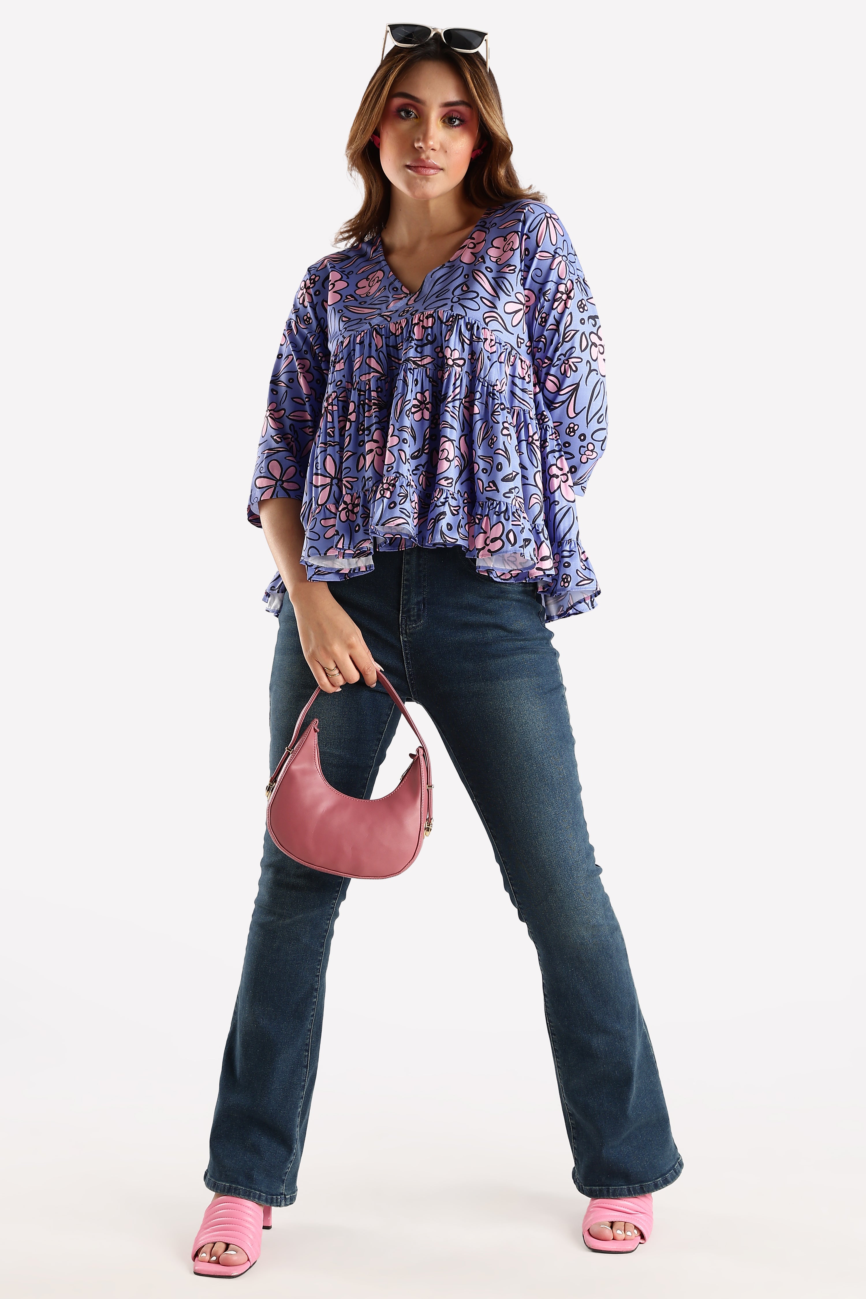 PRINTED TOP-LAVENDER