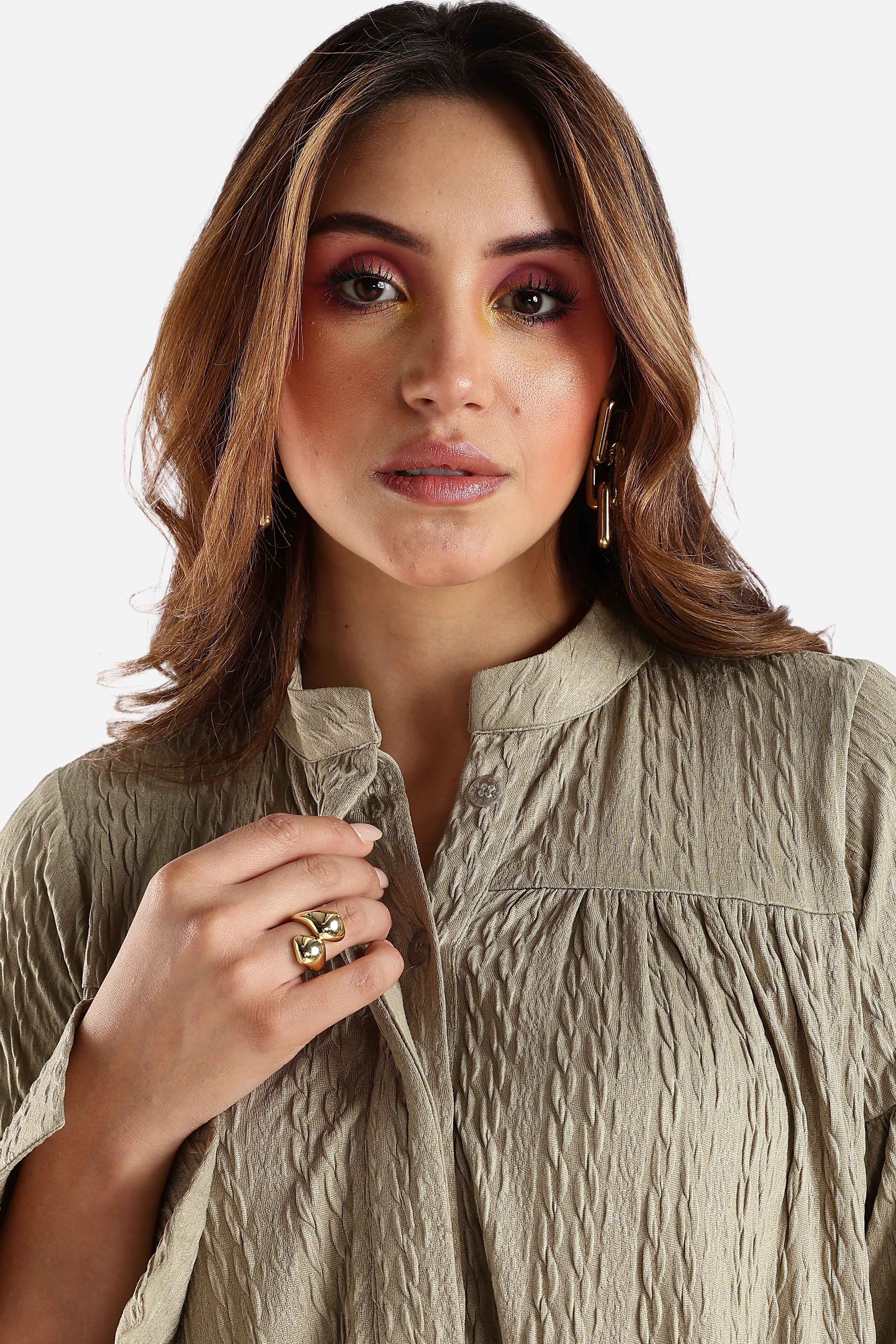 FLAIRY MINI DRESS-OLIVE