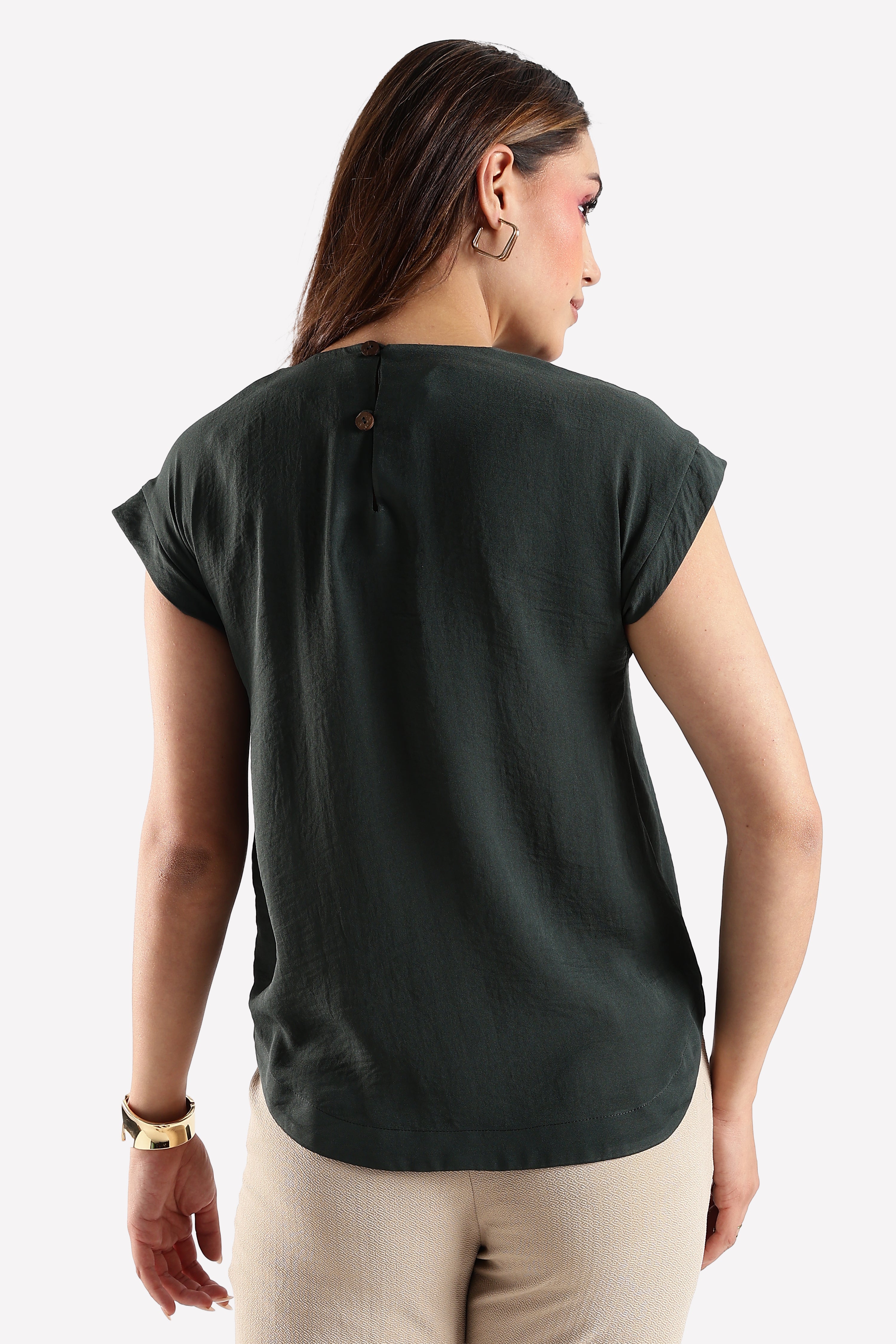 STYLISH DRAPPED TOP-GREEN