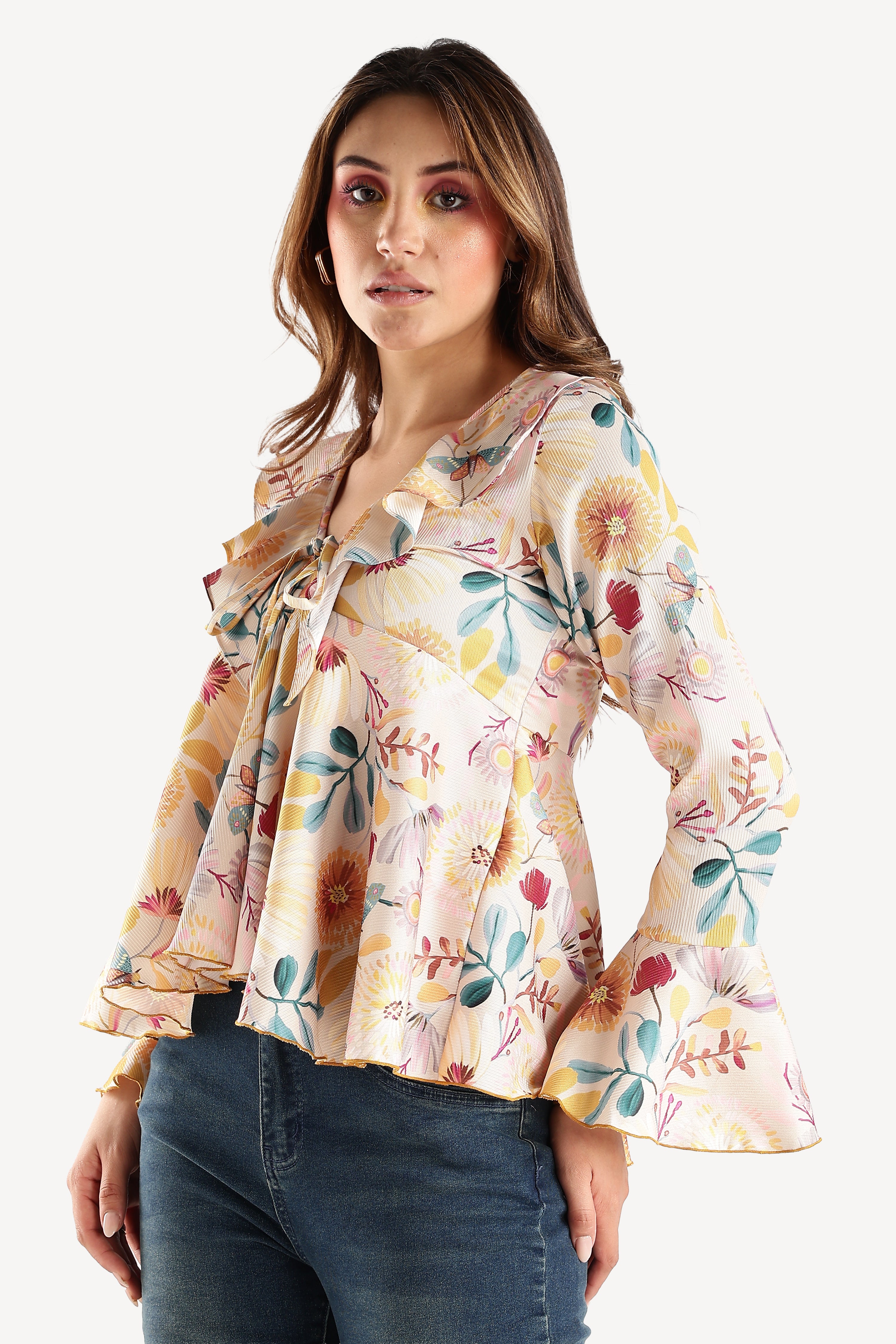 FLORAL TOP-YELLOW