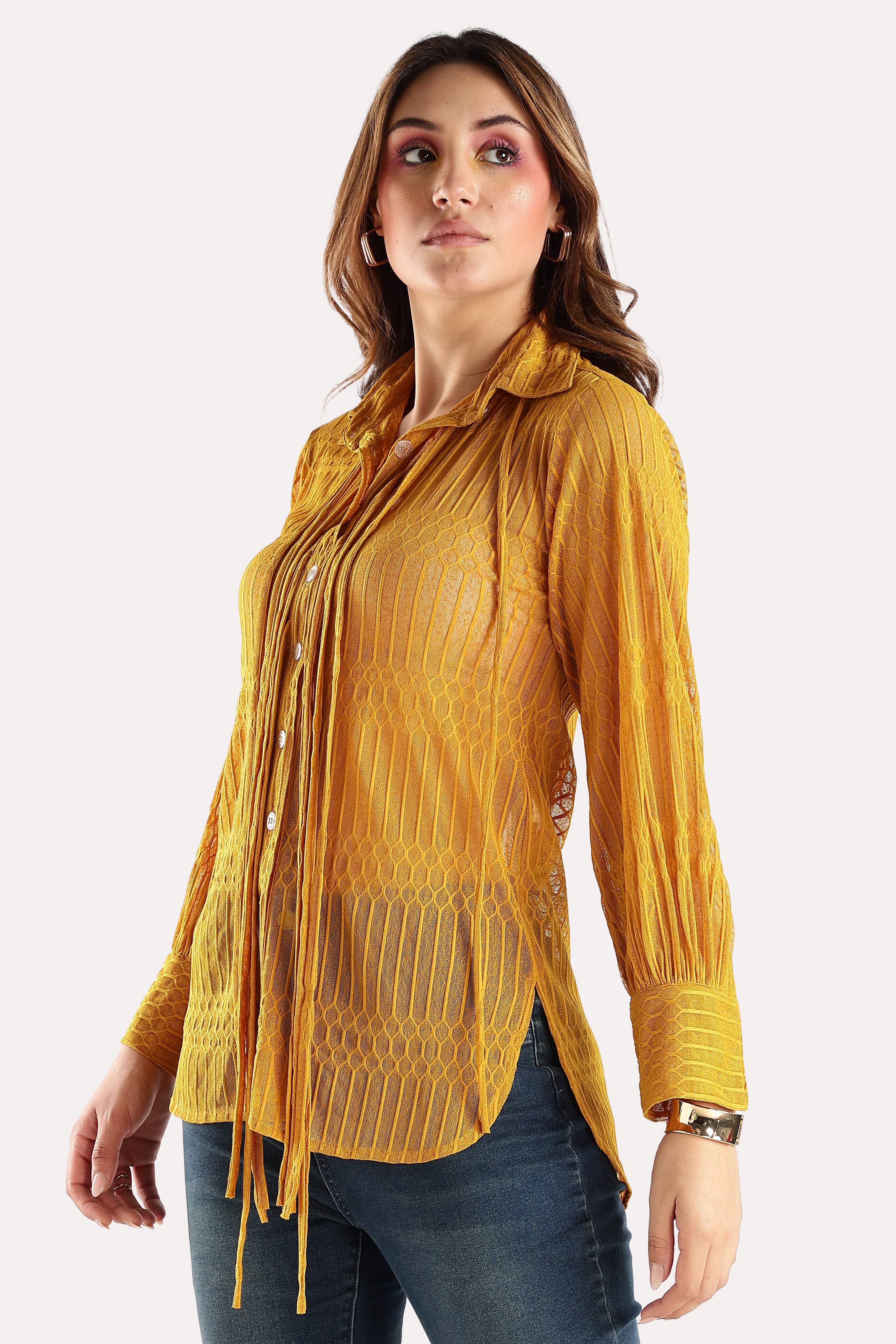 KNITTED SHIRT-MUSTARD