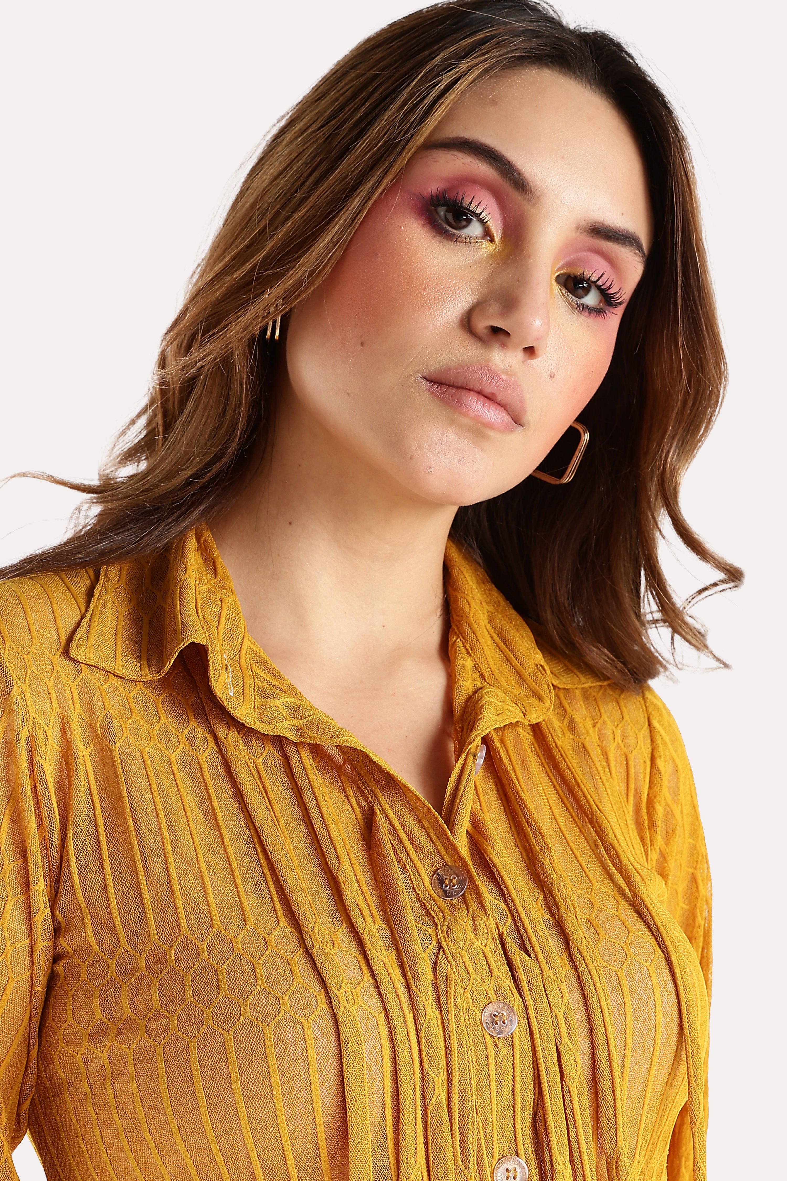 KNITTED SHIRT-MUSTARD