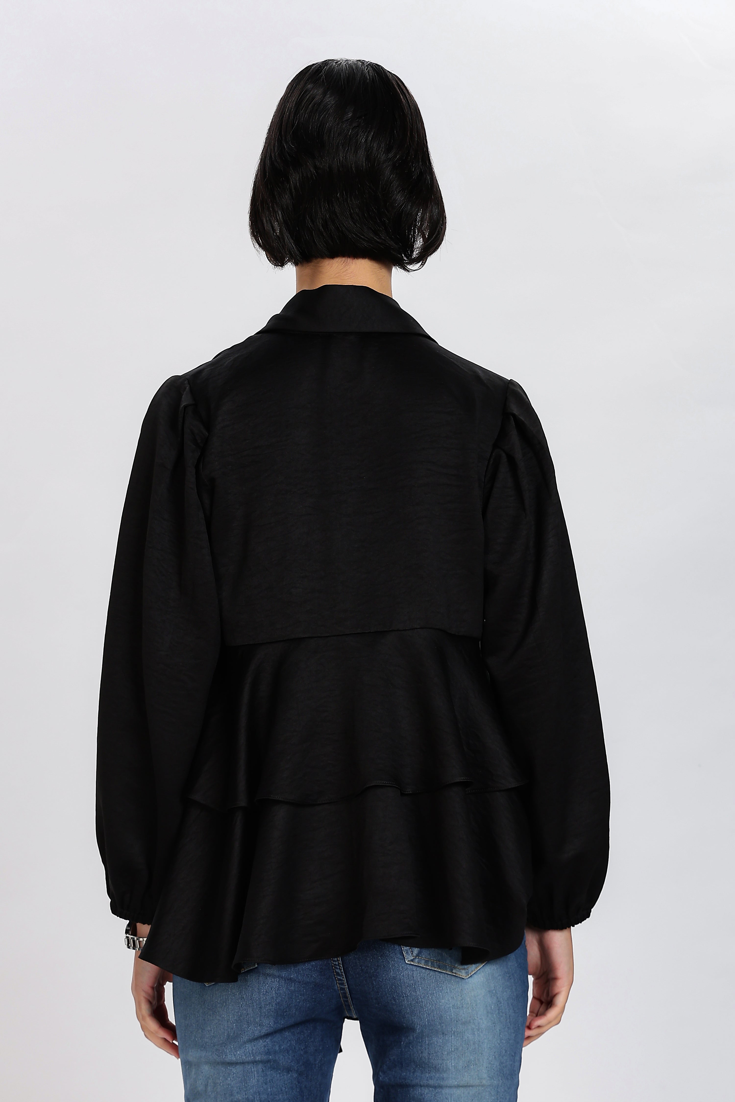 SATIN SHIRT-BLACK