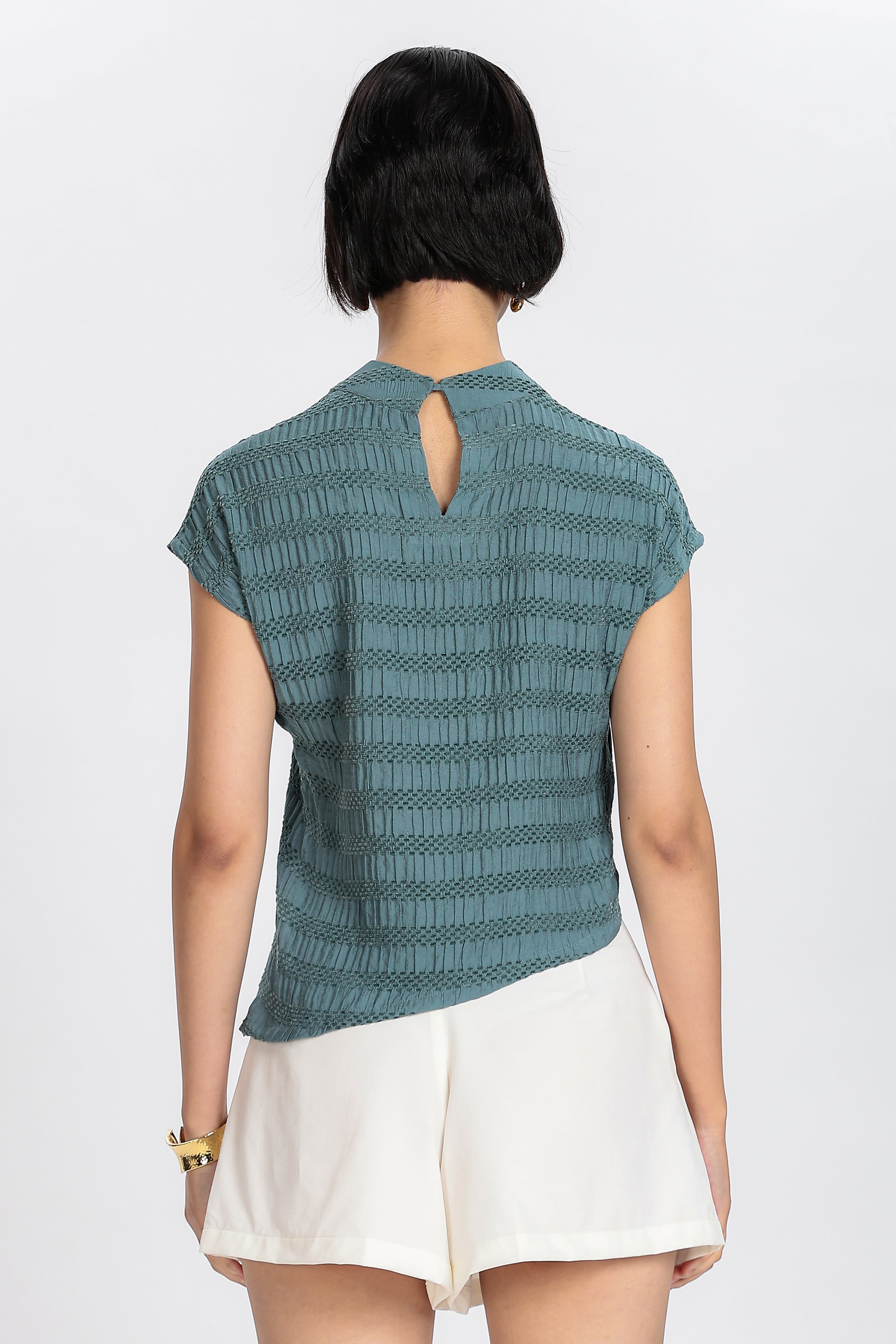KNITTED TOP-BLUE