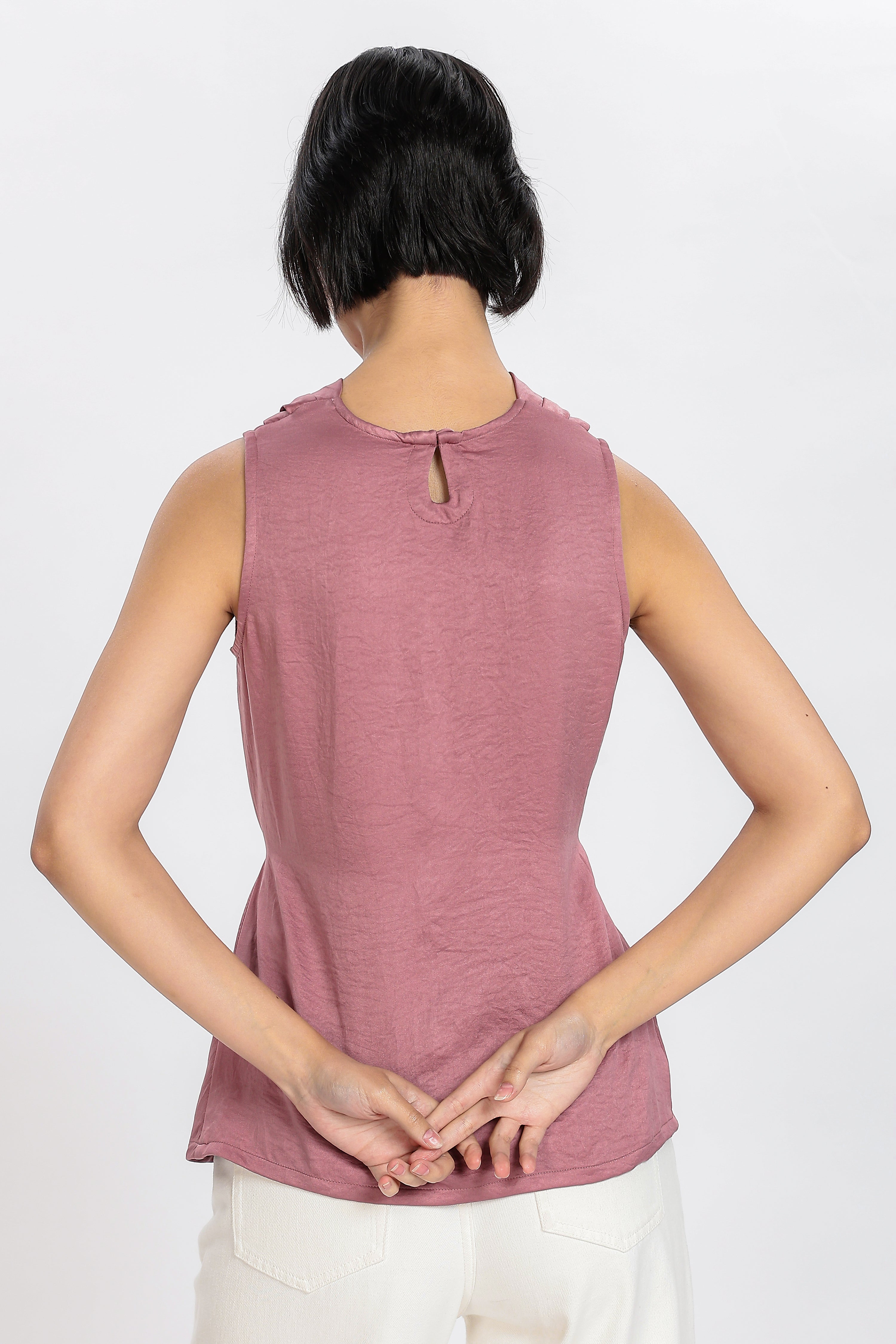 COWL TOP-PINK