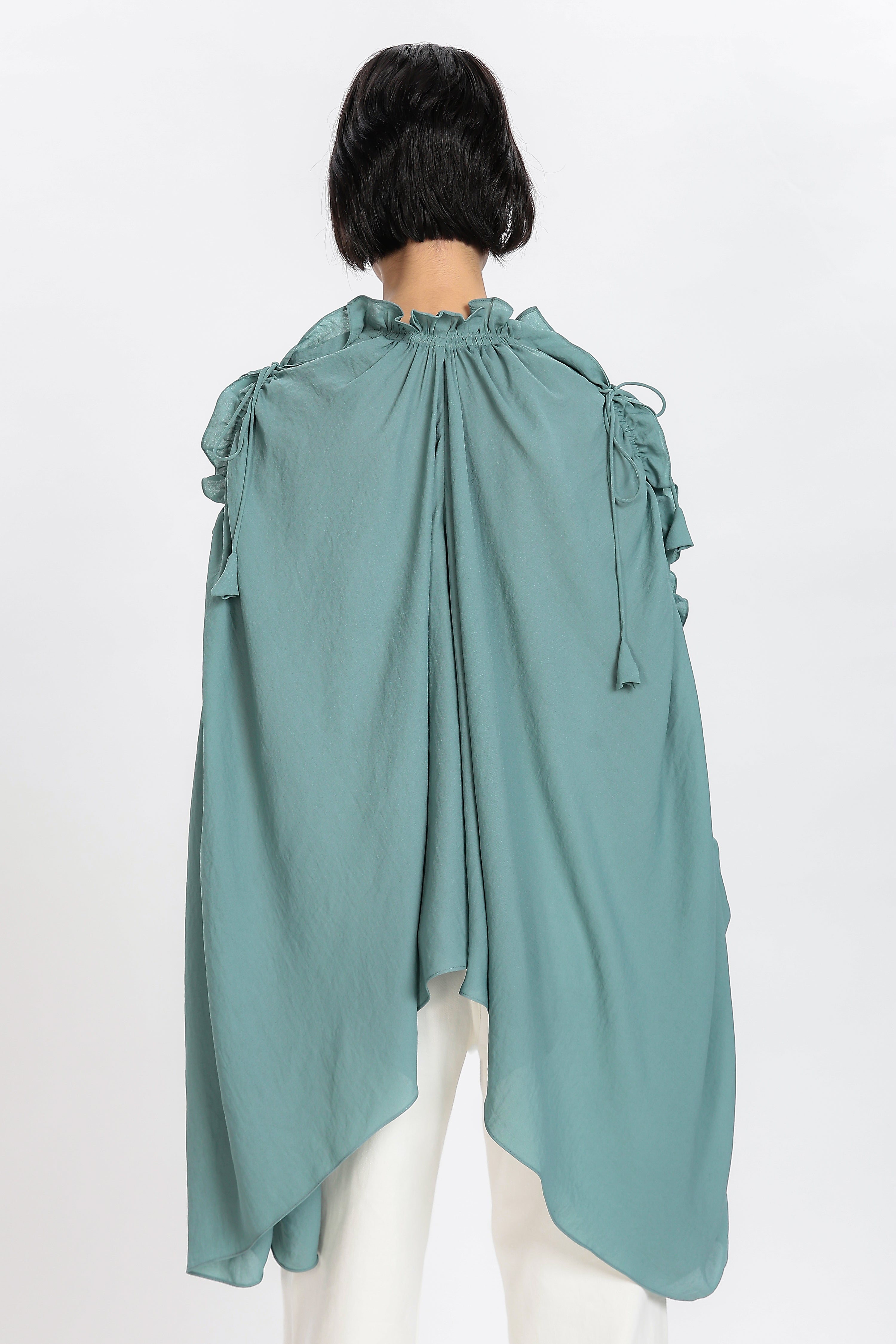 RUFFLE TOP-BLUE