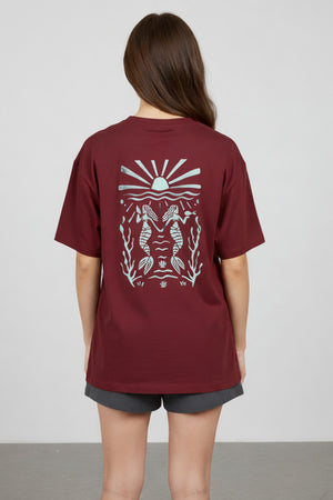 TWIN MERMAID GRAPHIC PRINTED OVERSIZED T-SHIRT