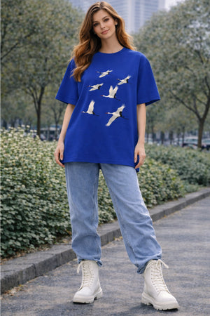 FLYING CRANES OVERSIZED TEE