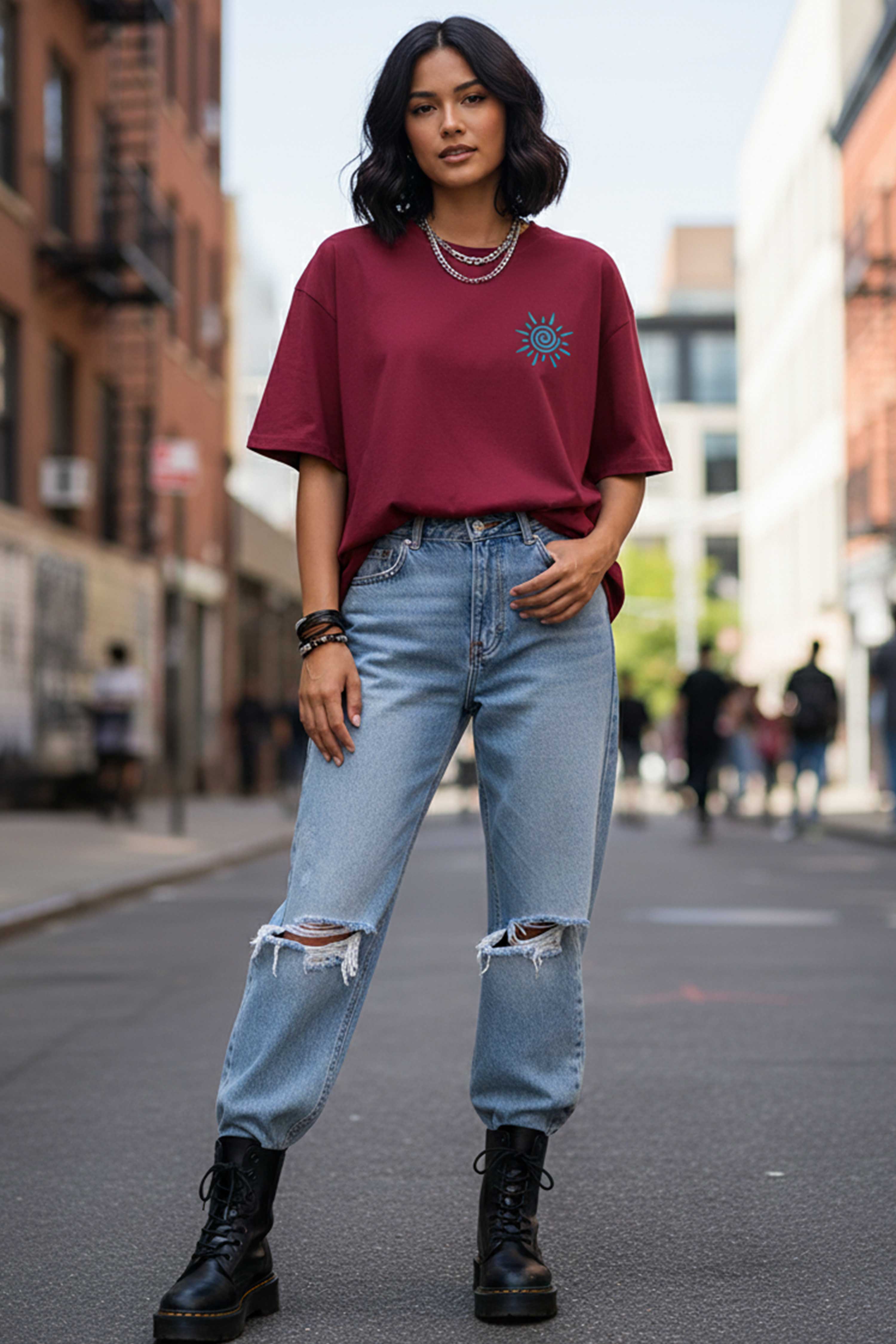 BLUE SPIRAL OVERSIZED TEE