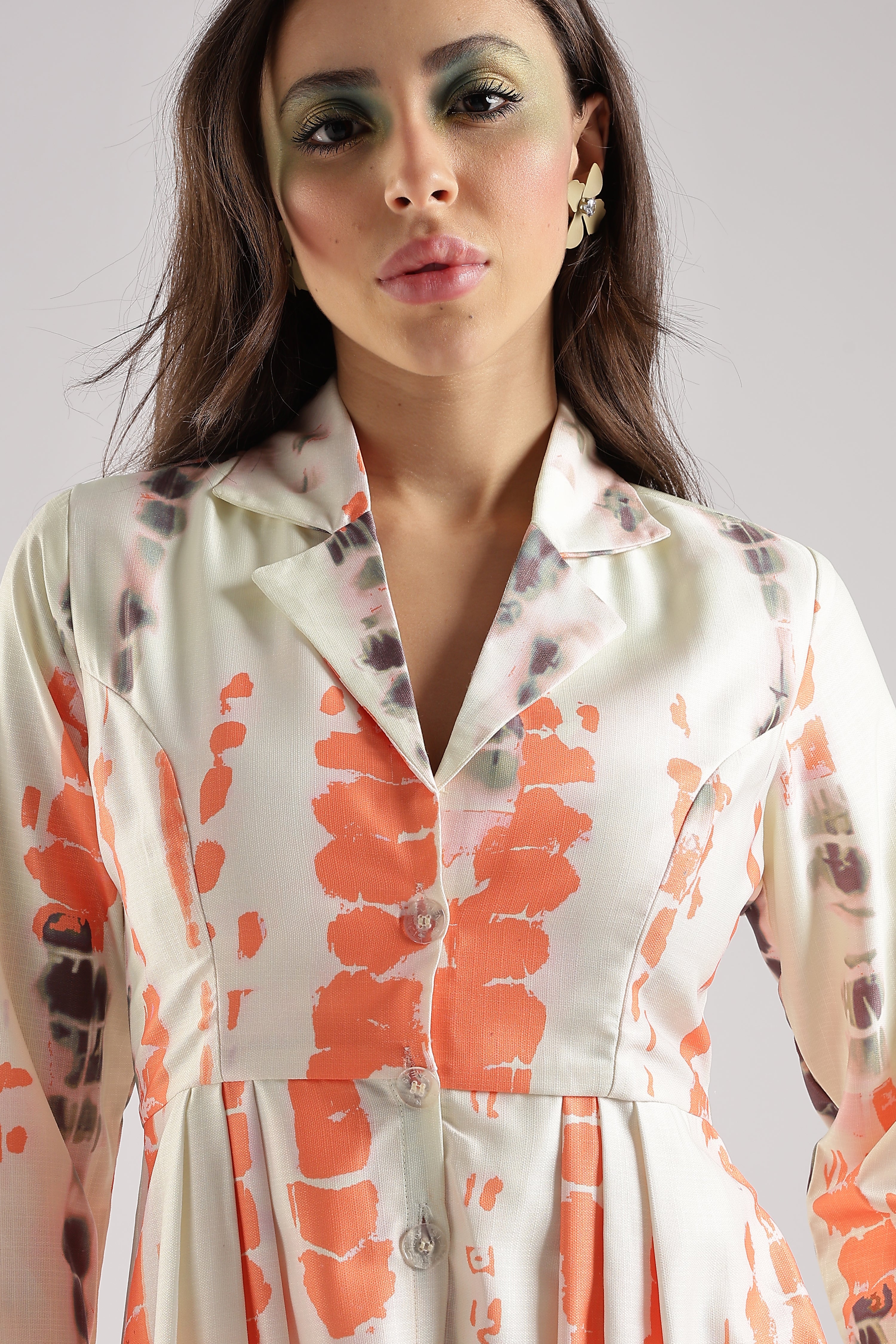 SHIBORI MIDI DRESS-ORANGE