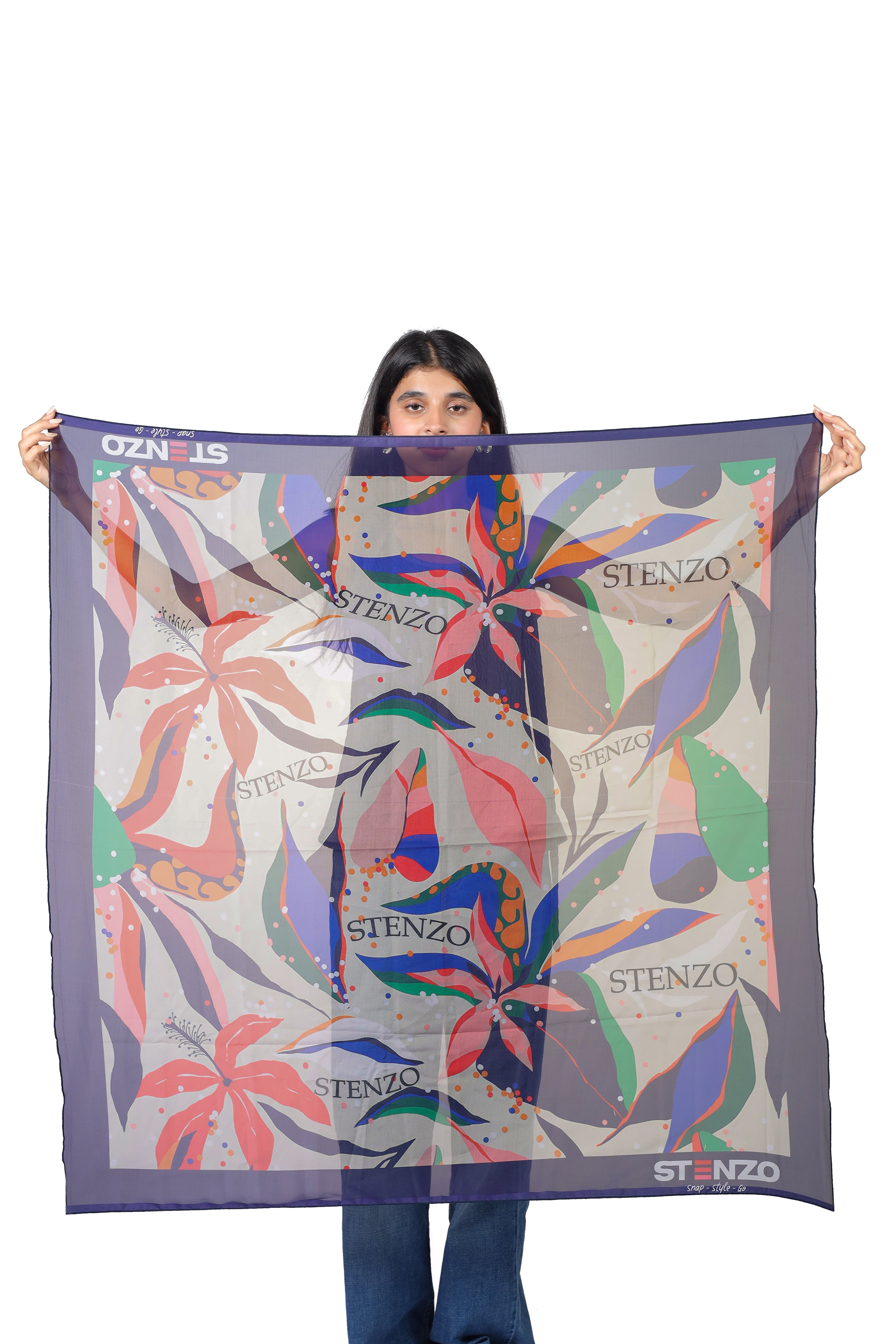 BLUE PRINTED SCARF