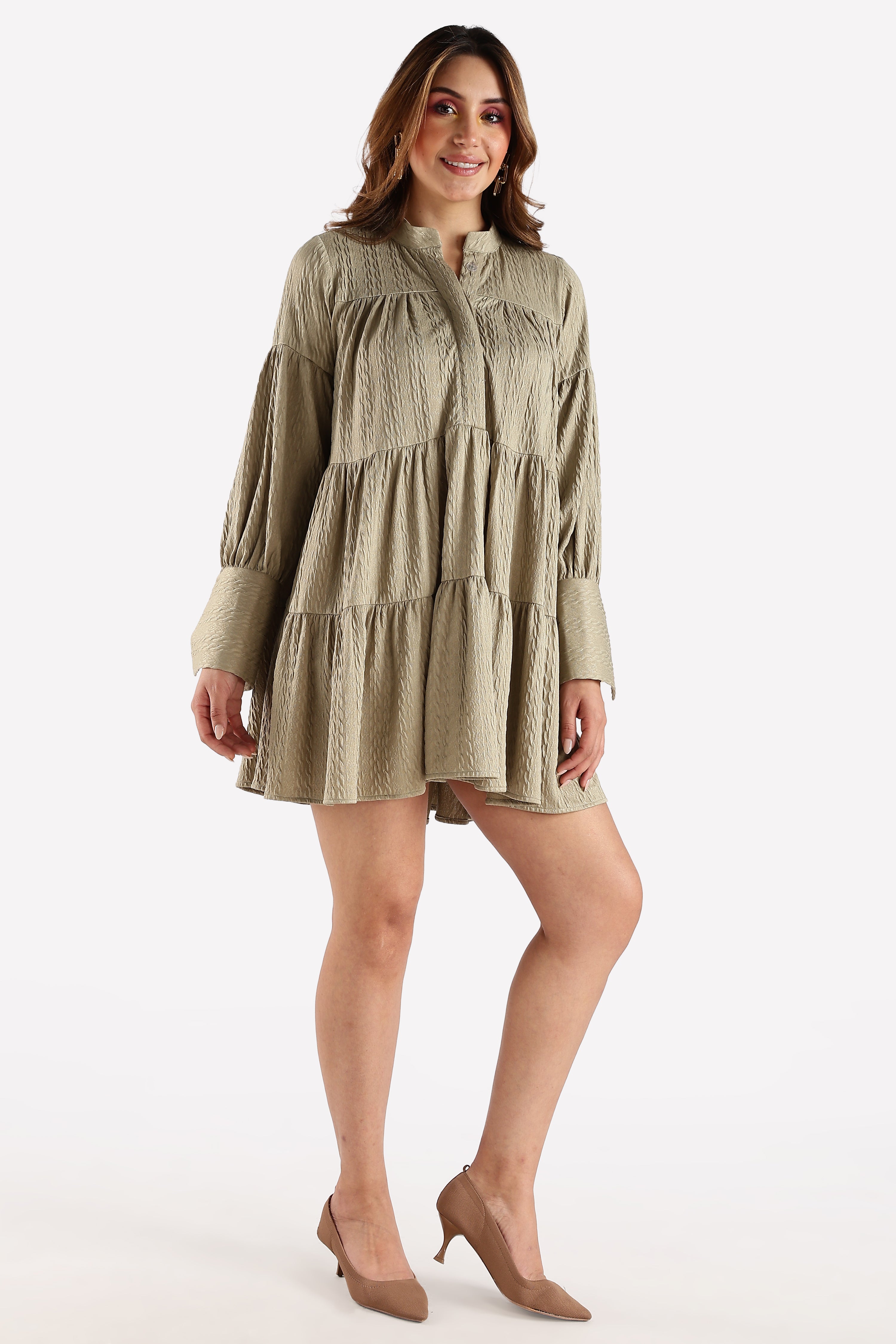 FLAIRY MINI DRESS-OLIVE
