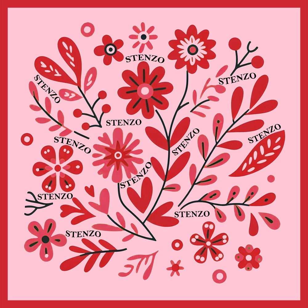 RED FLOWER PRINTED SCARF