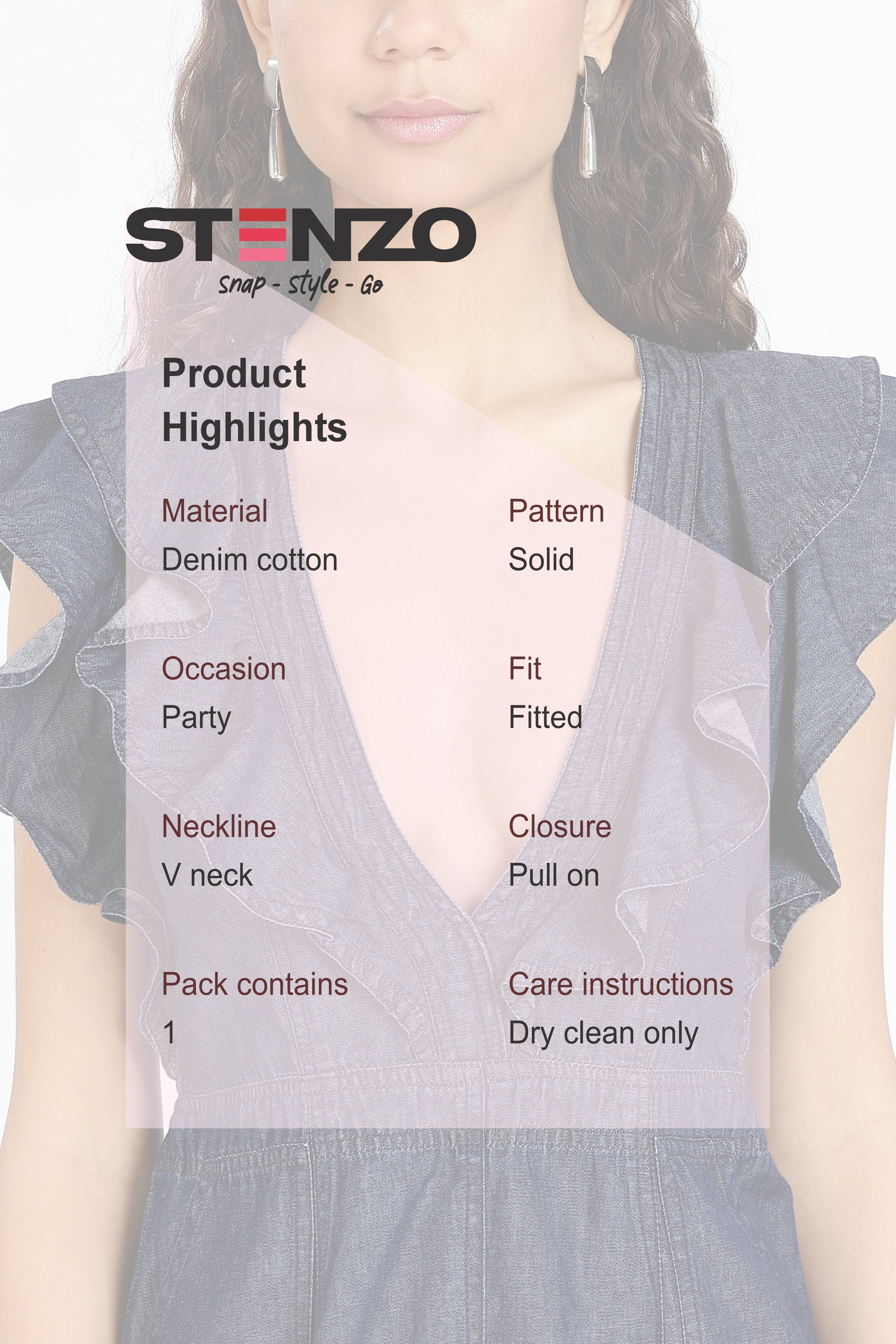 RUFFLE DENIM MINI DRESS