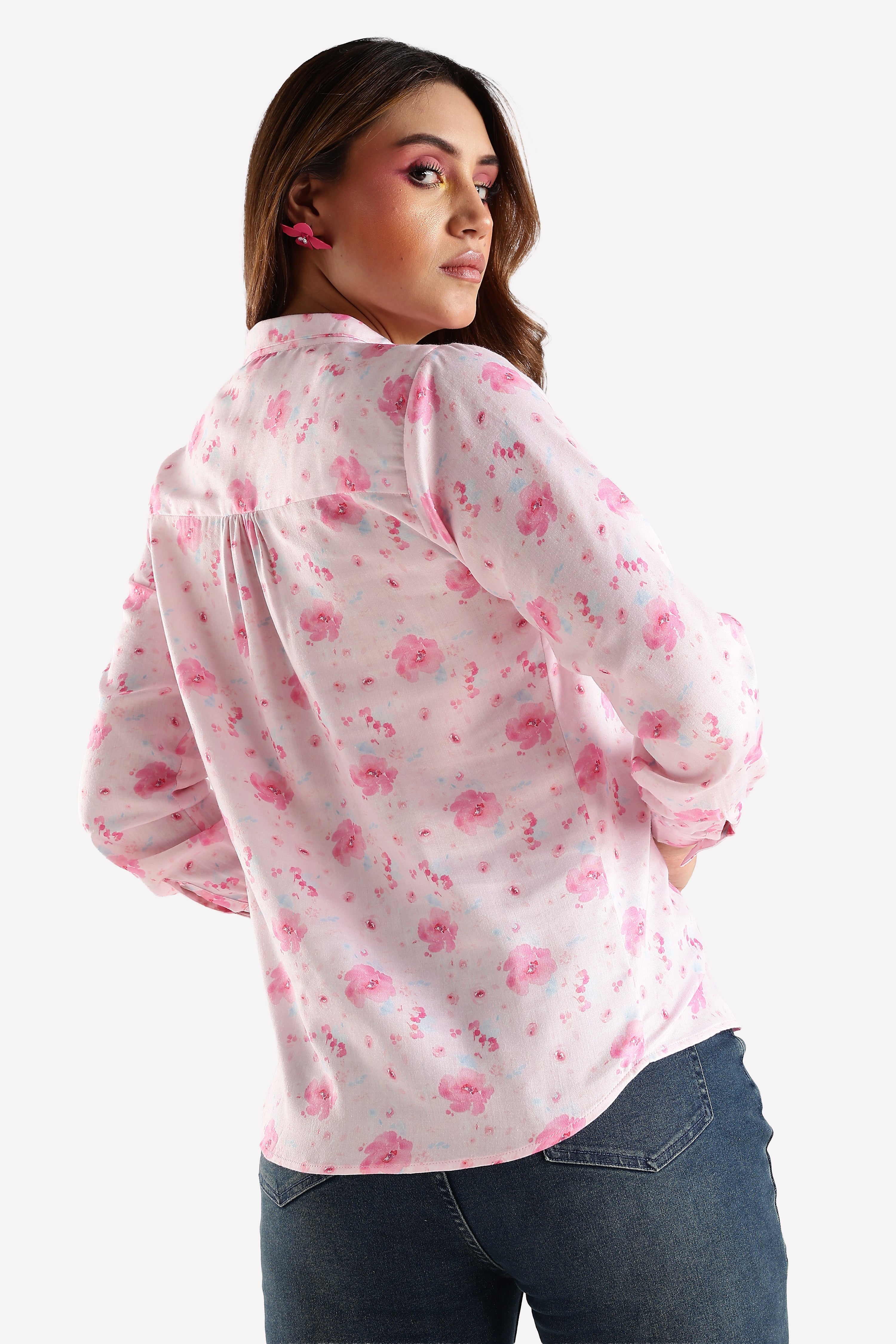 FLORAL TOP-PINK