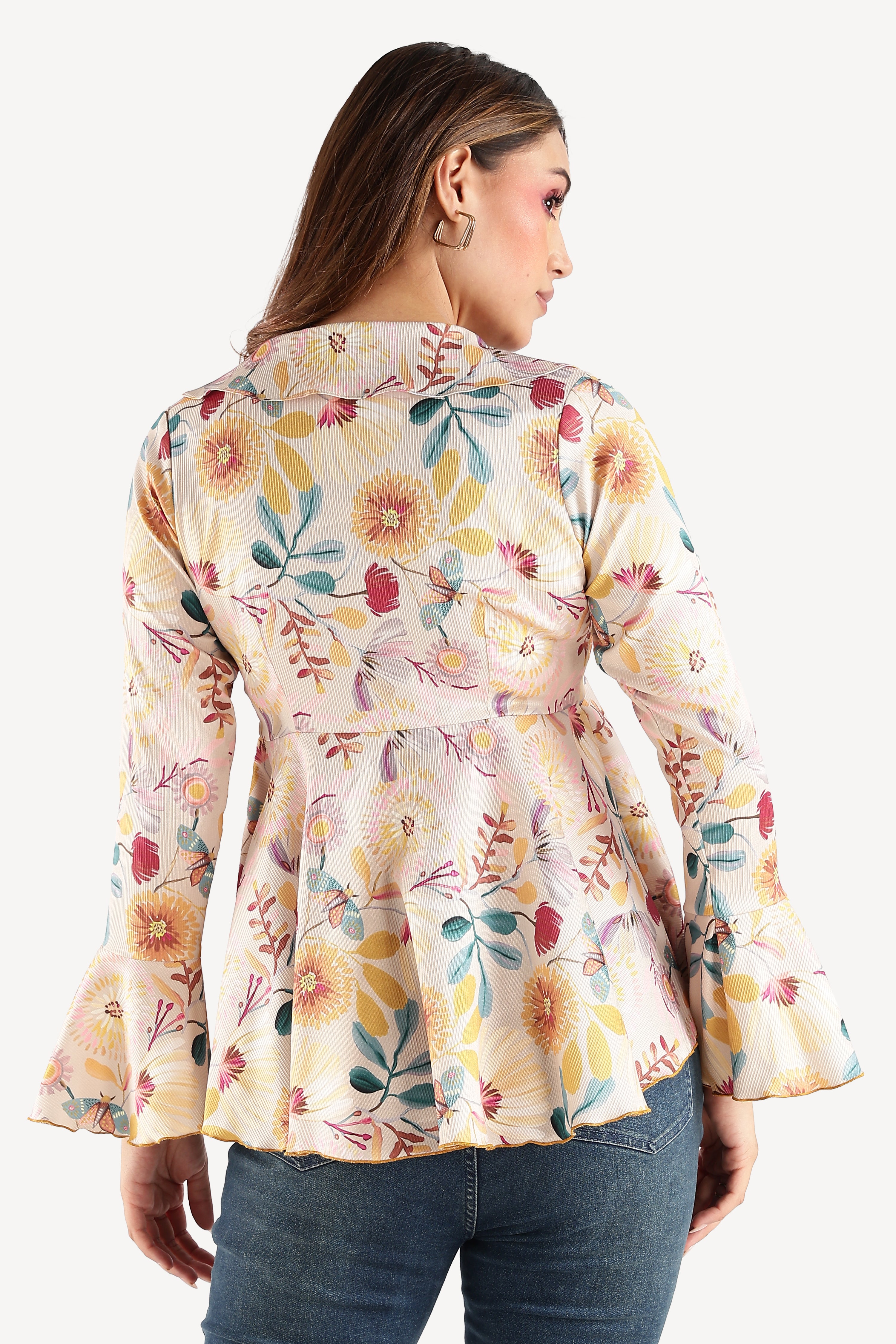 FLORAL TOP-YELLOW