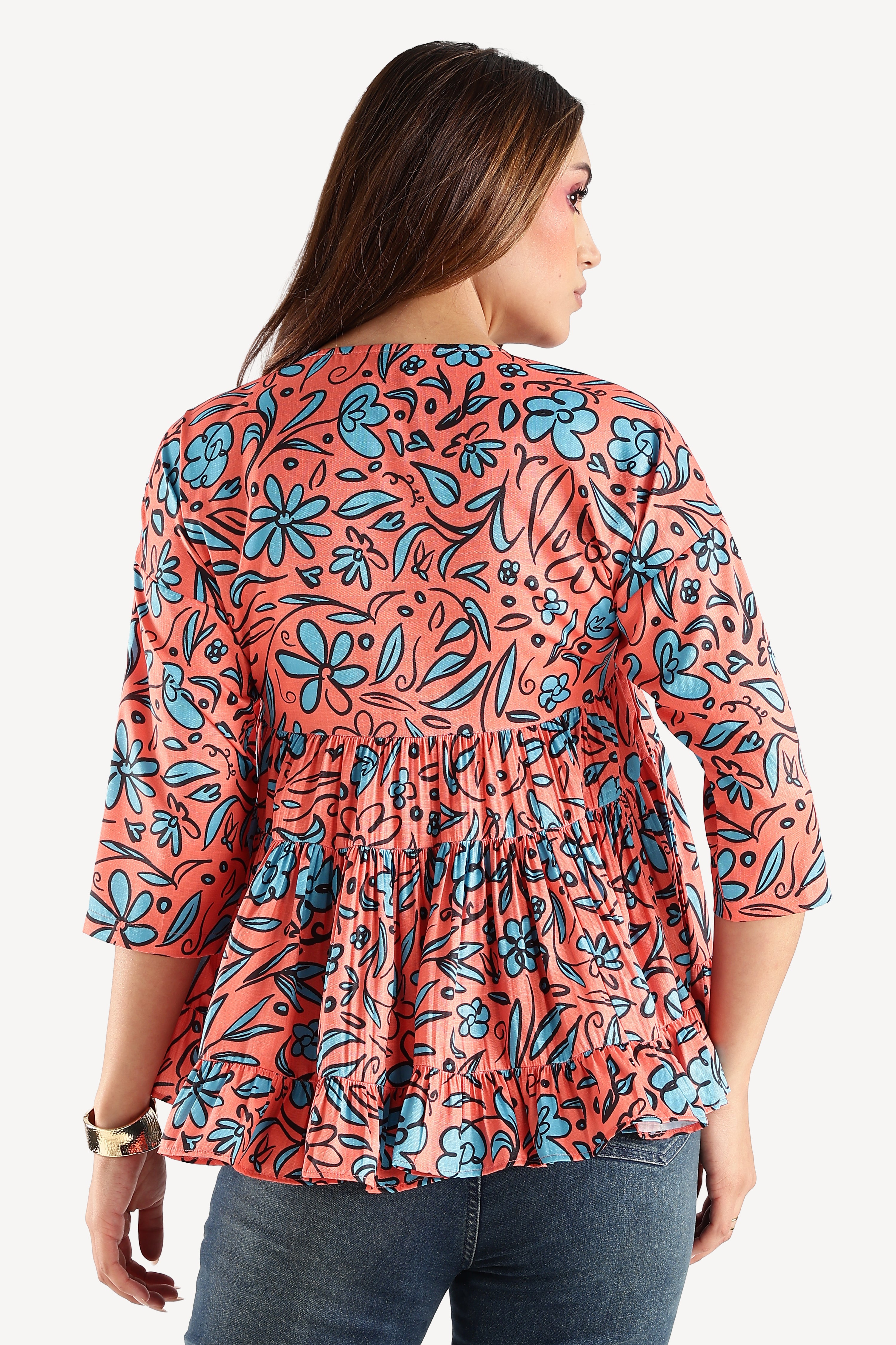 PRINTED TOP-ORANGE
