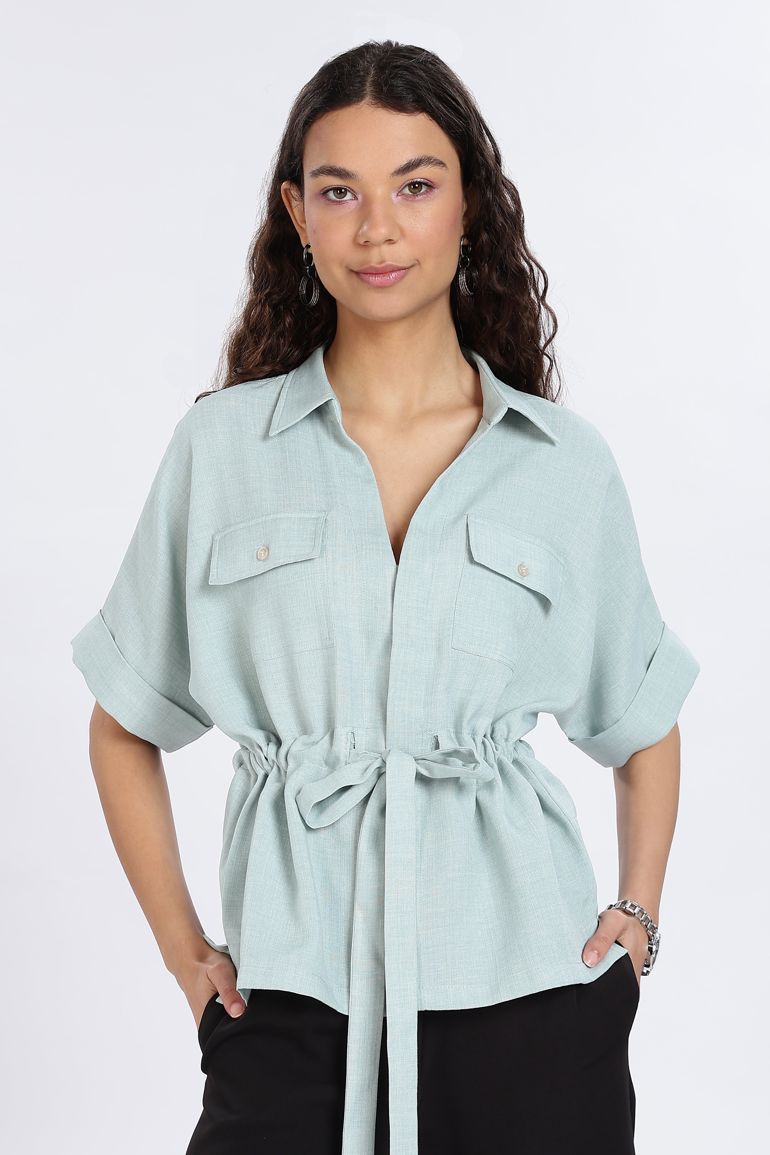 LINEN SHIRT-GREEN
