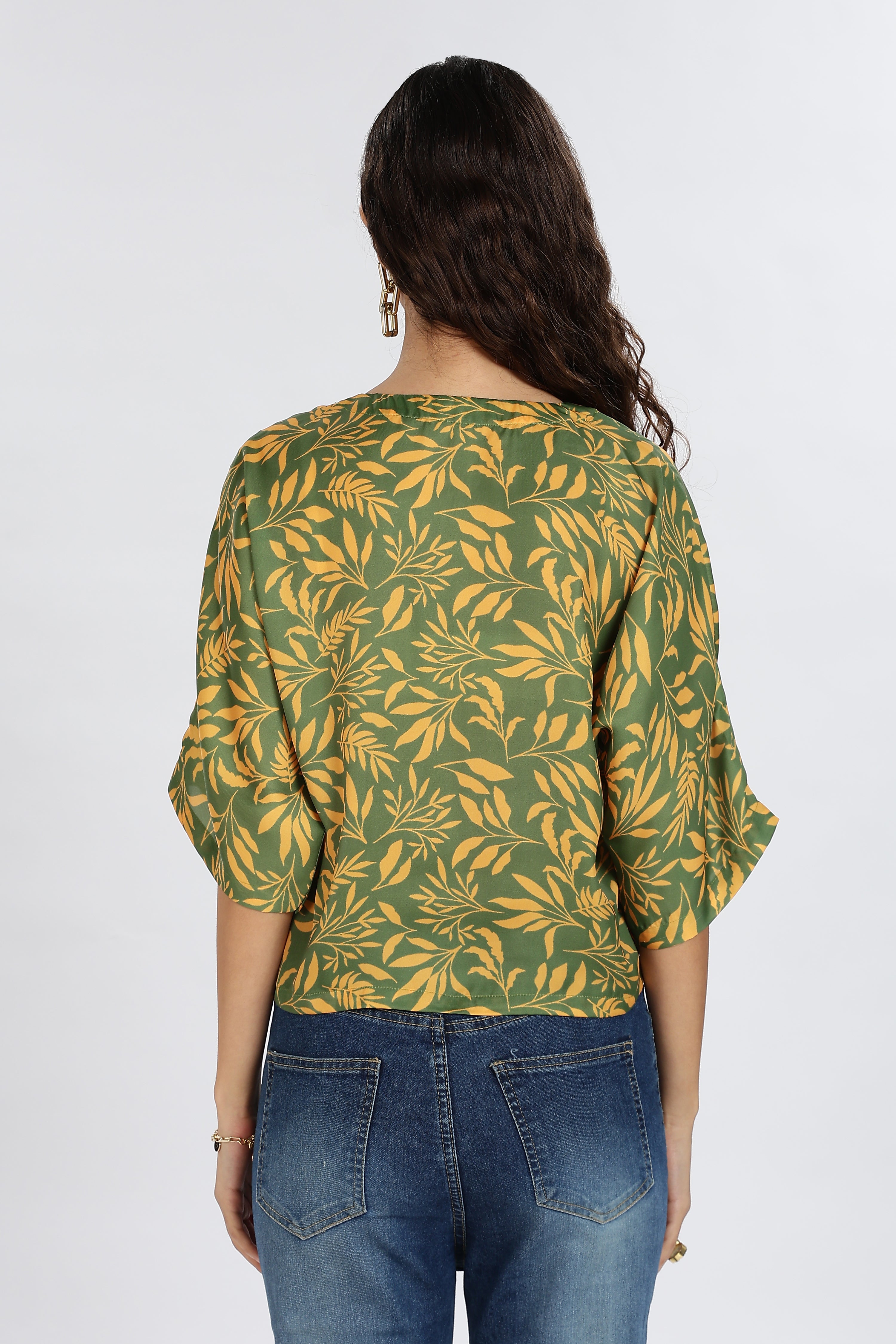 SATIN LEAFY PRINTED SHIRT