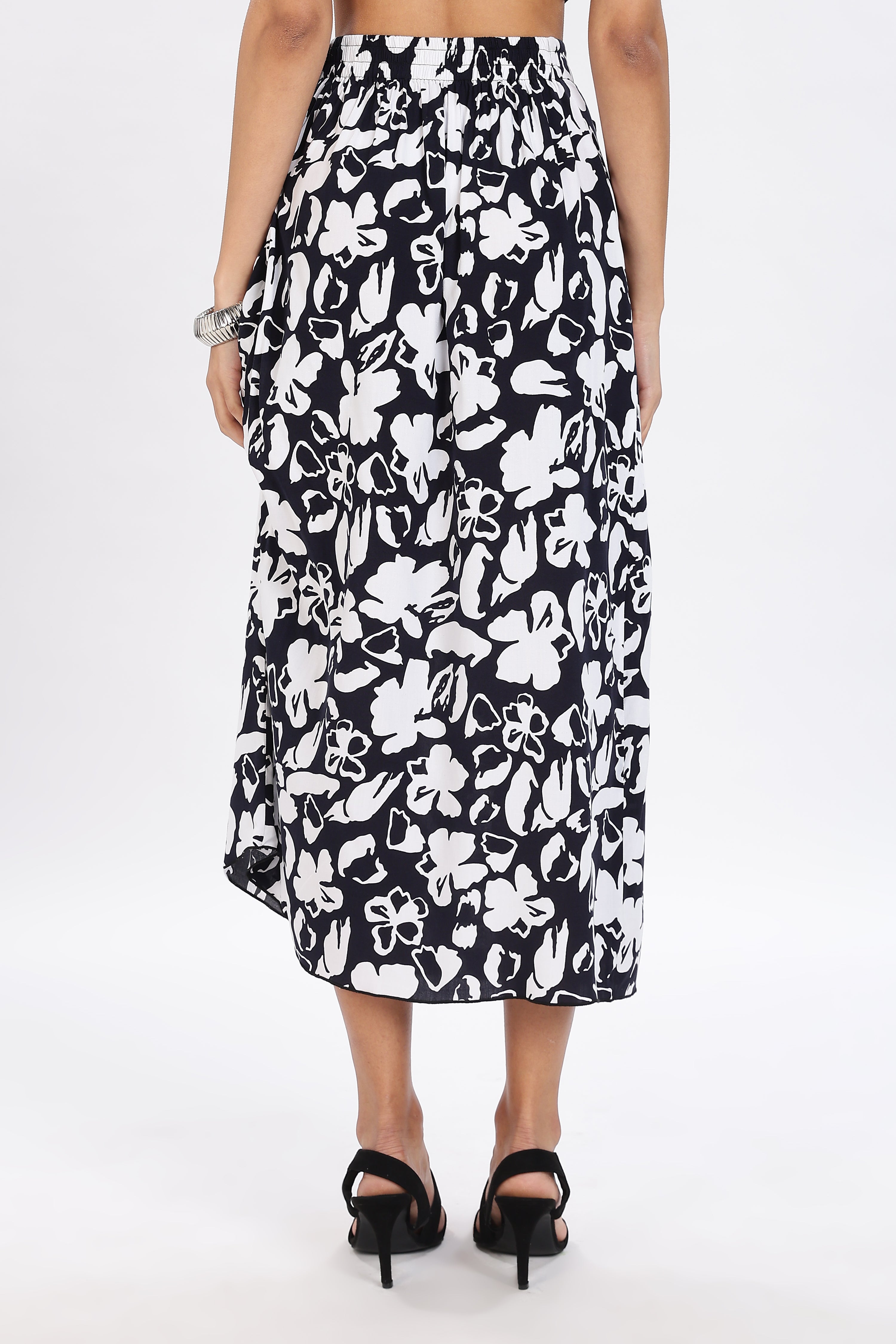 PRINTED  SKIRT-BLACK