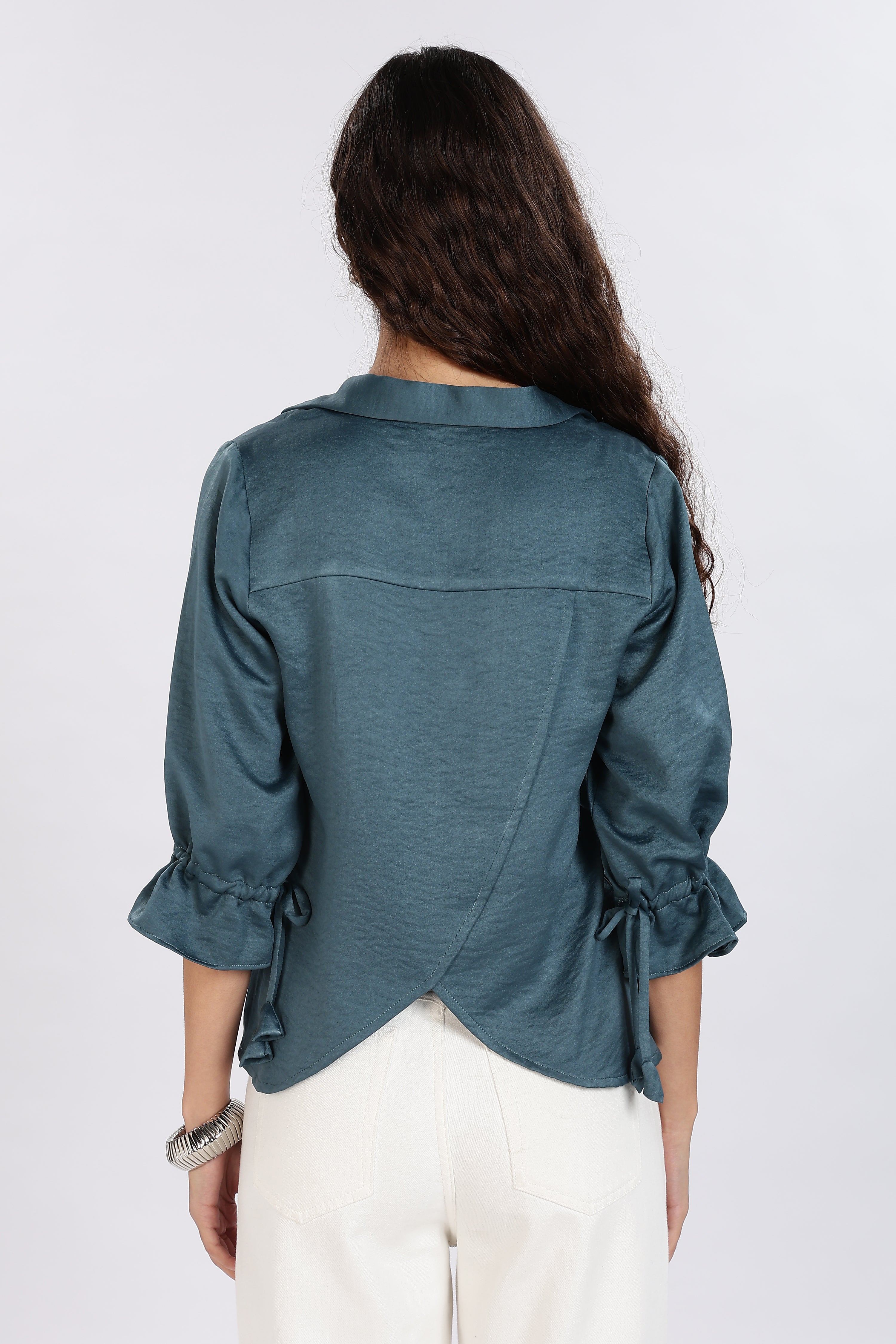 BLUE SATIN SHIRT