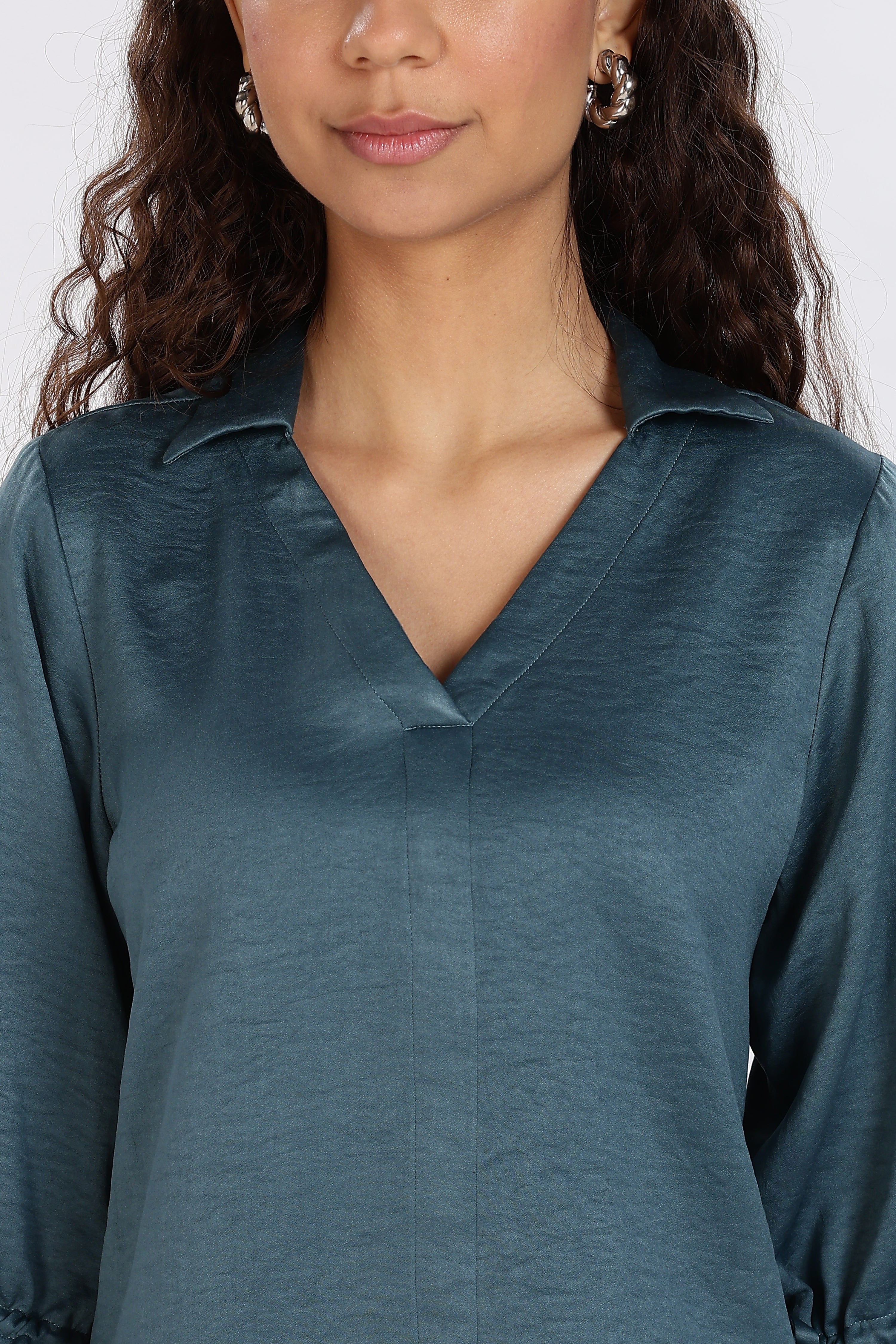 BLUE SATIN SHIRT