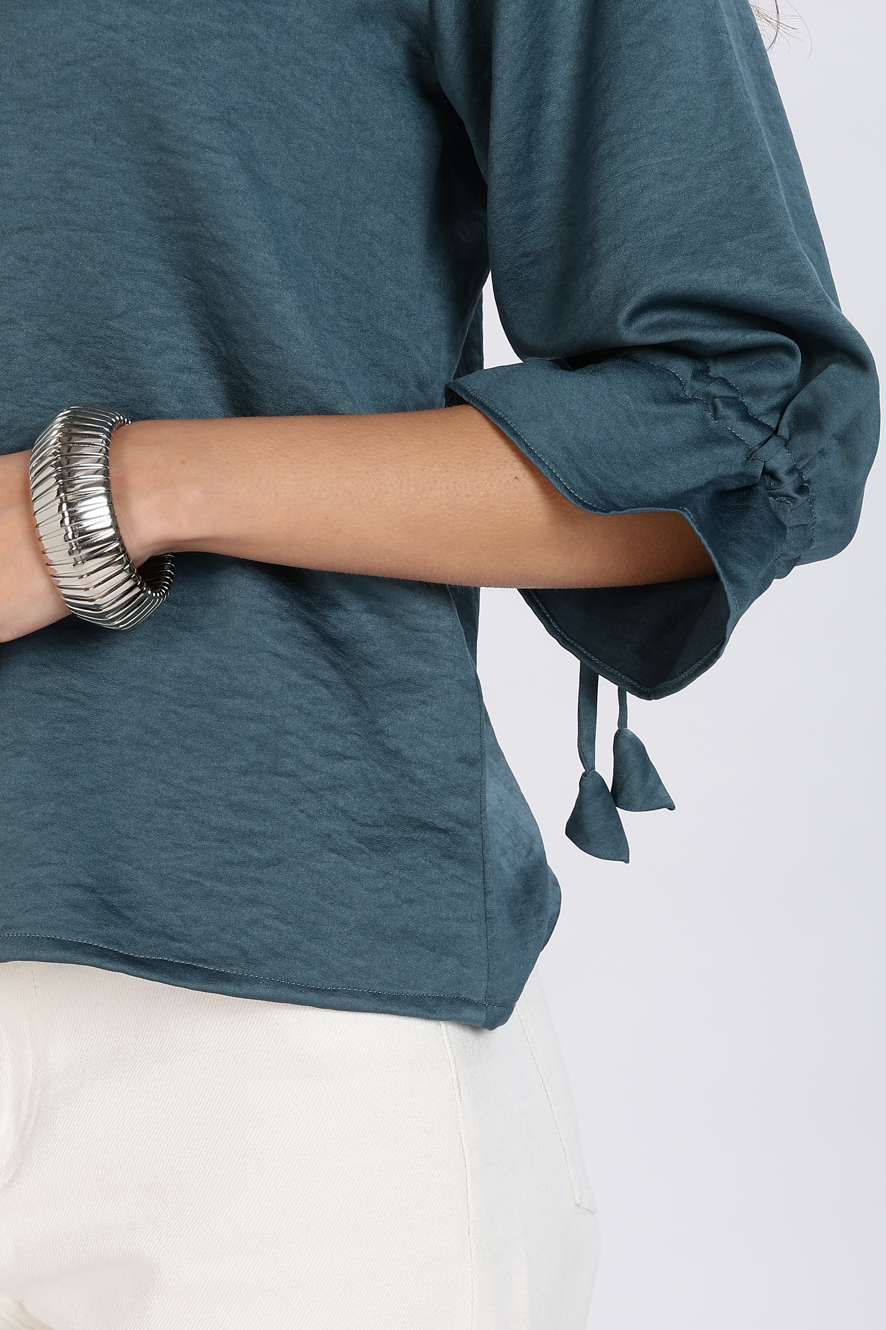 BLUE SATIN SHIRT