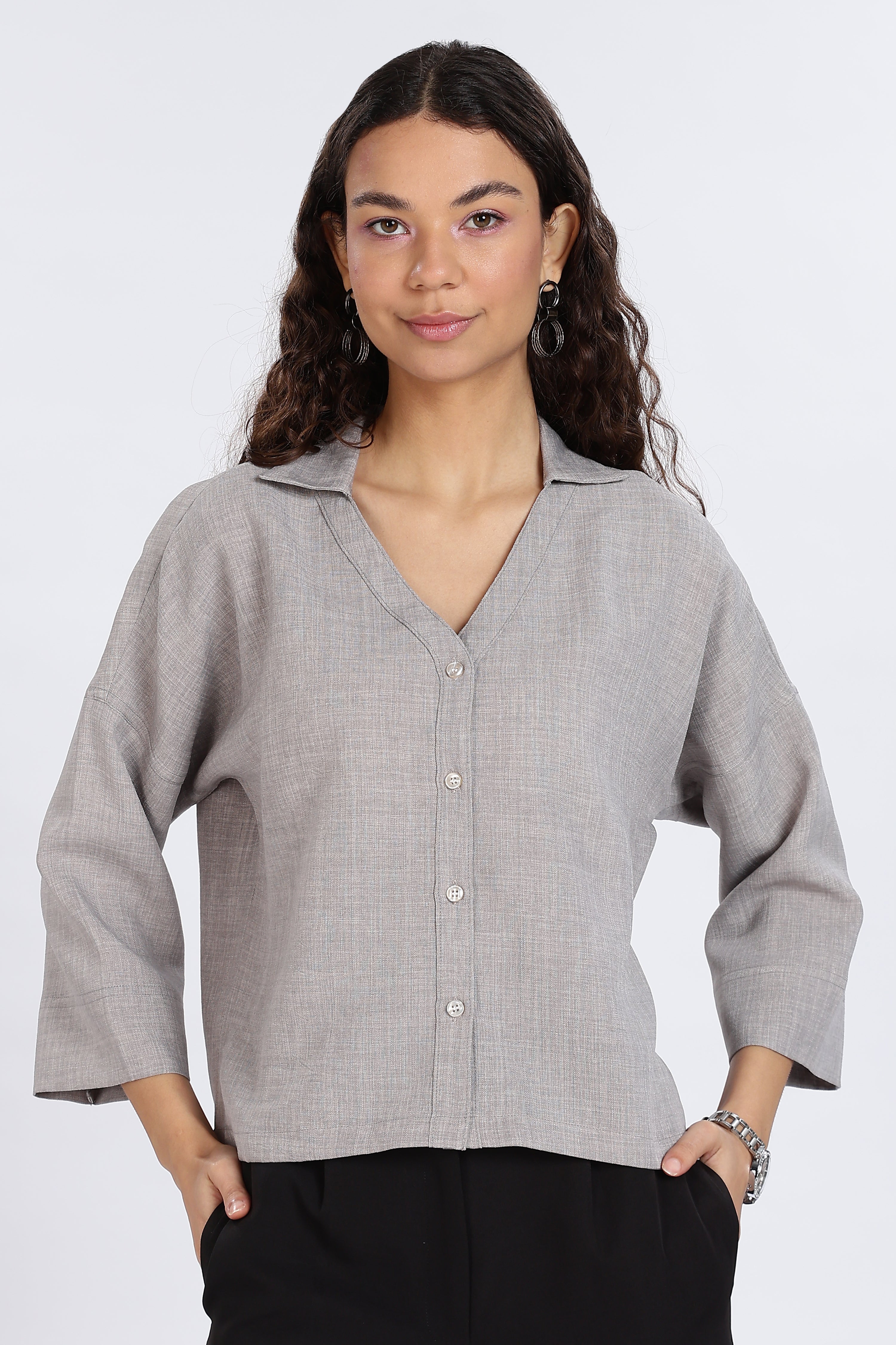 SUPER LINEN SHIRT-GREY
