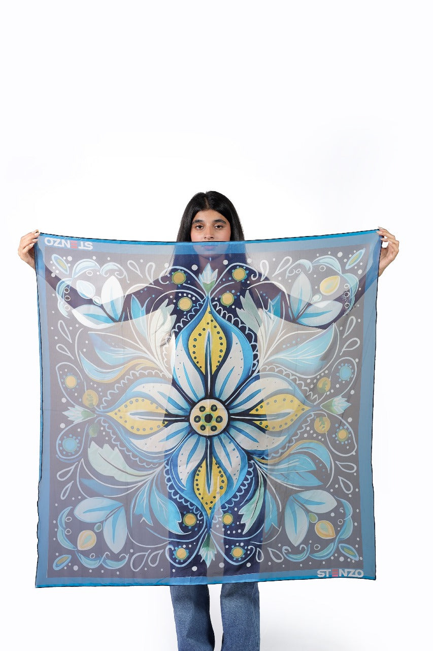 BLUE FLOWER SCARF