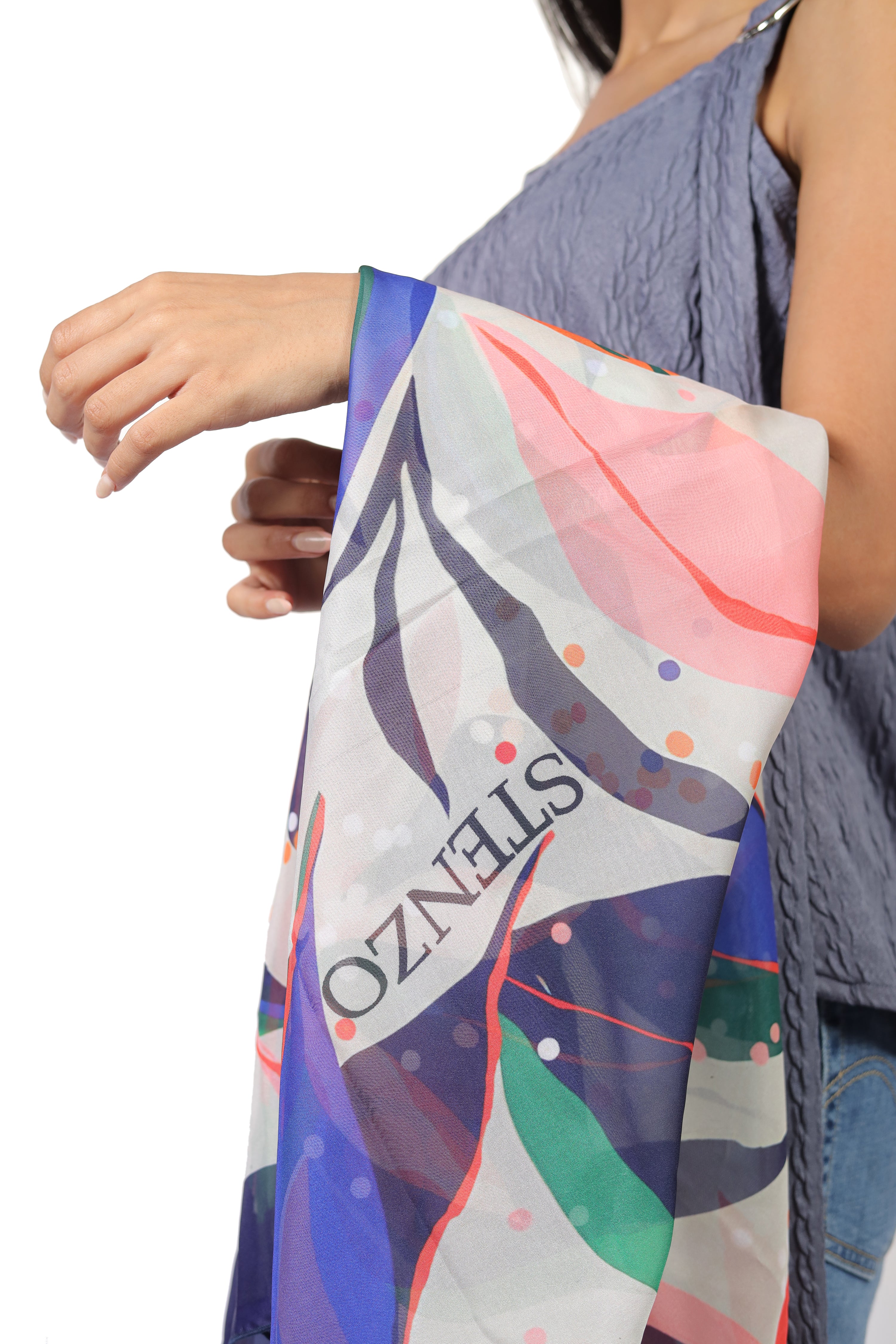 BLUE PRINTED SCARF