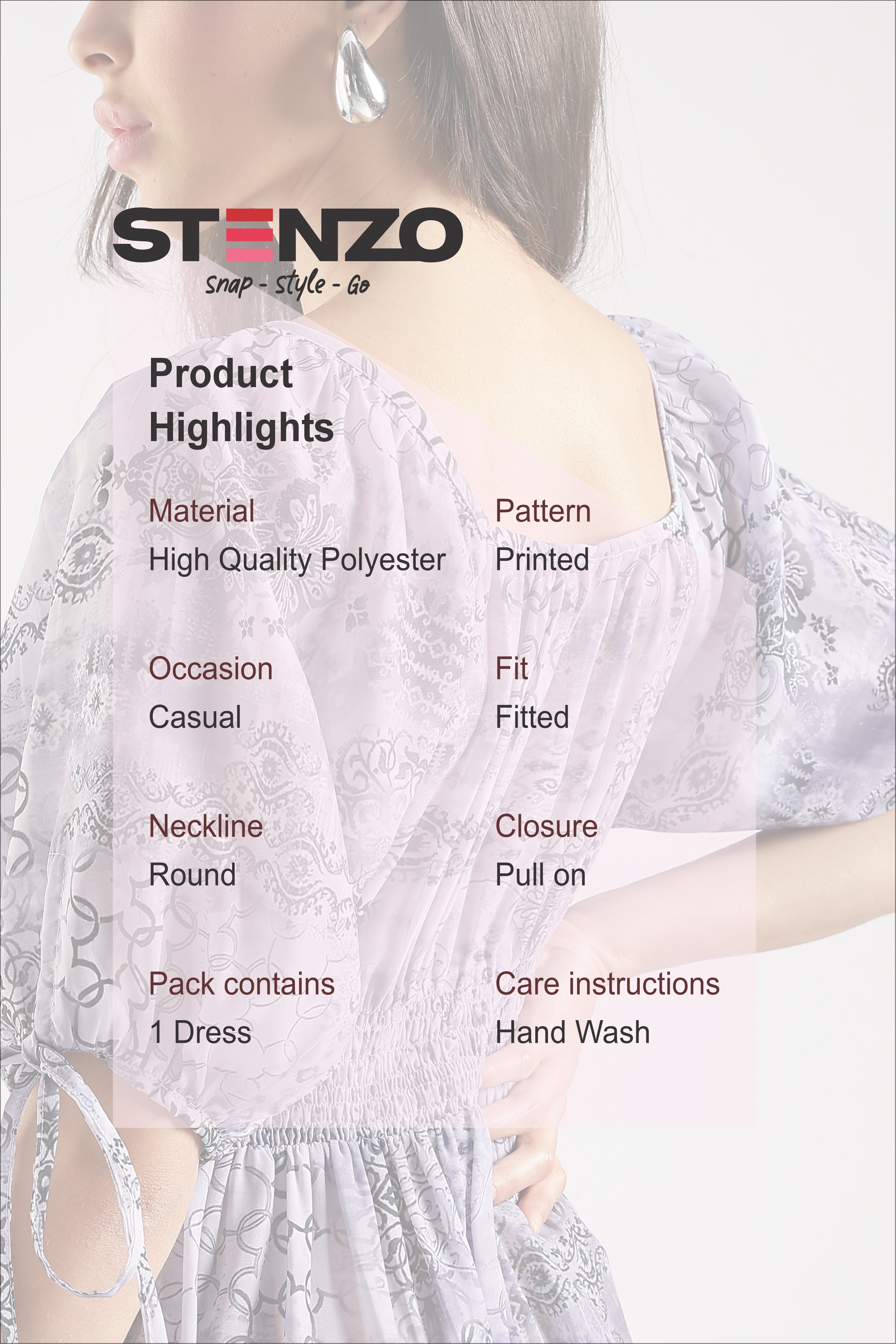 PRINTED MIDI DRESS-PURPLE