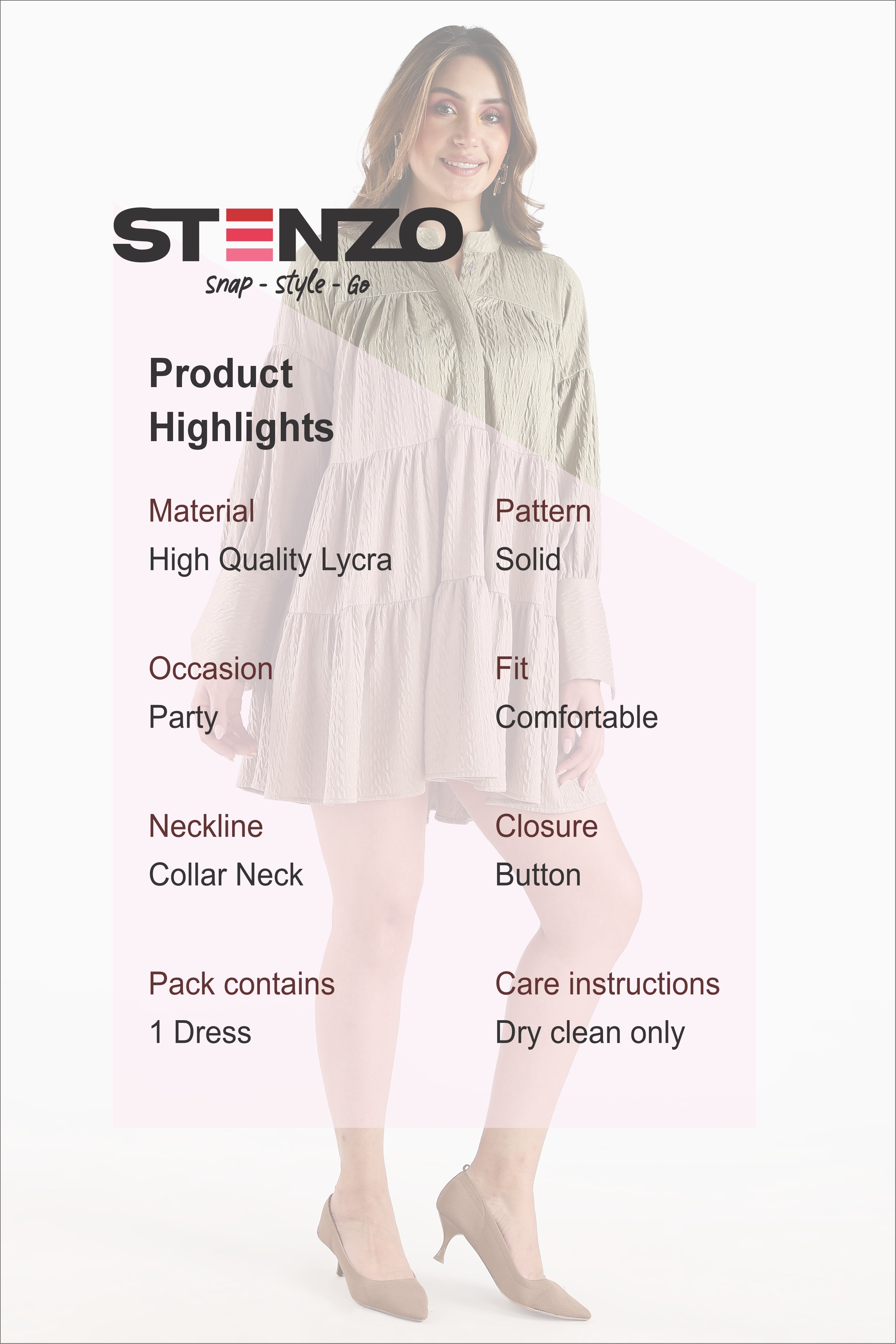 FLAIRY MINI DRESS-OLIVE