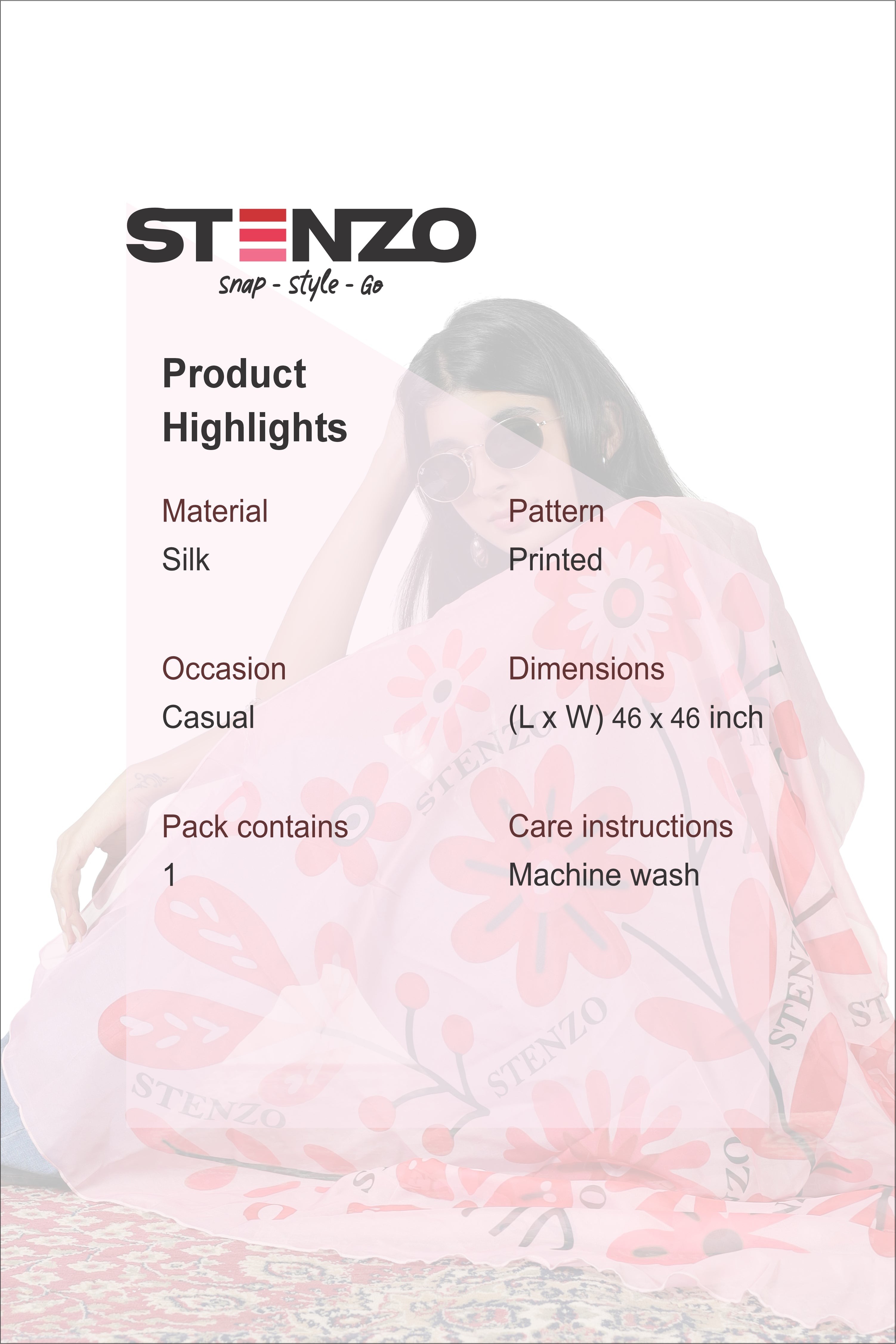 RED FLOWER PRINTED SCARF