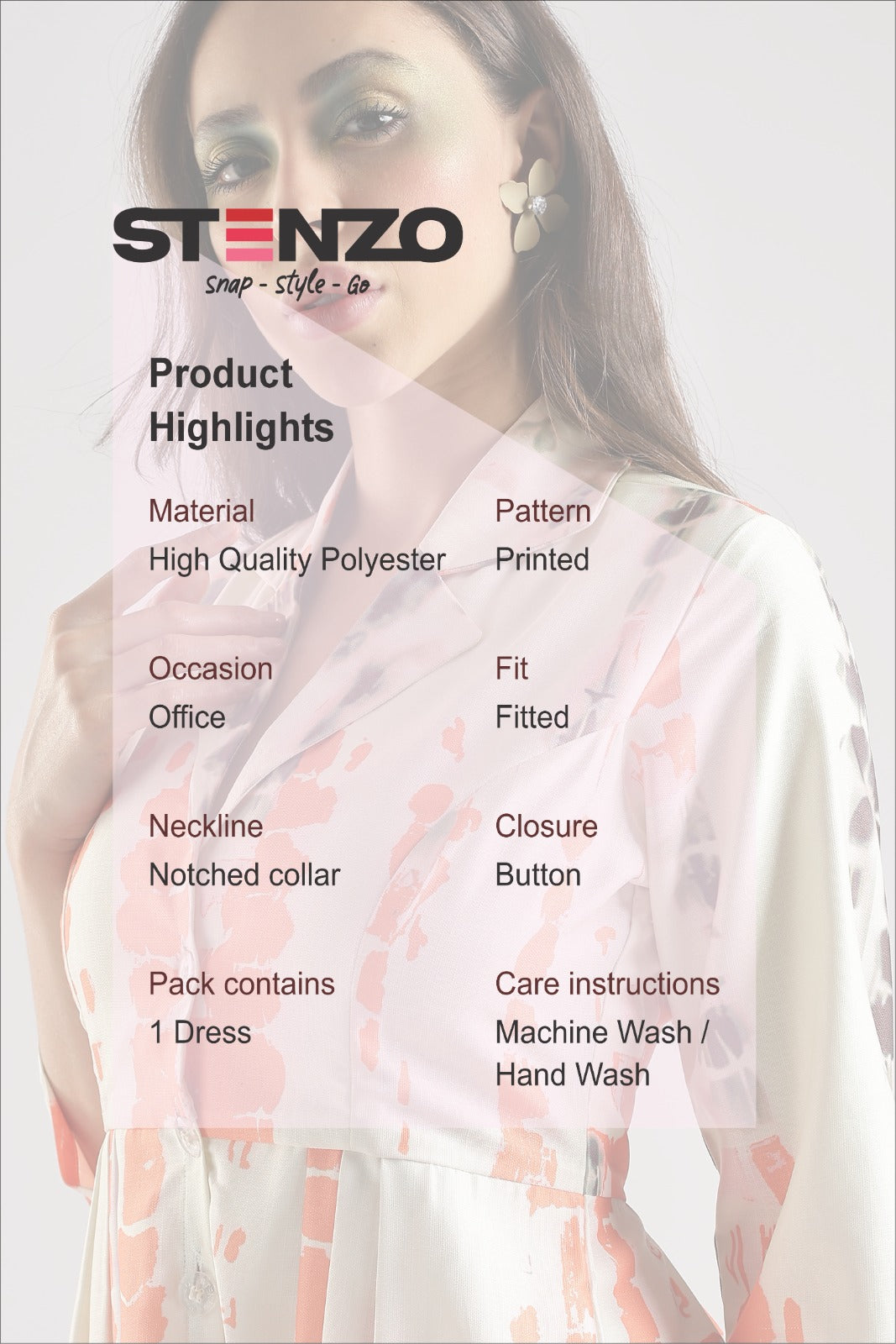 SHIBORI MIDI DRESS-ORANGE